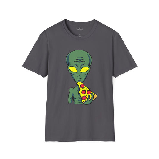 Alien Eating Pizza  Unisex Softstyle T-Shirt 100% Cotton Graphic