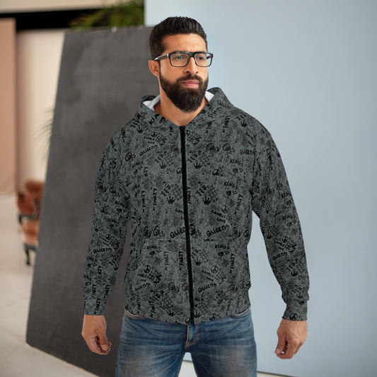 Street Style Grunge Unisex Zip Hoodie (AOP)