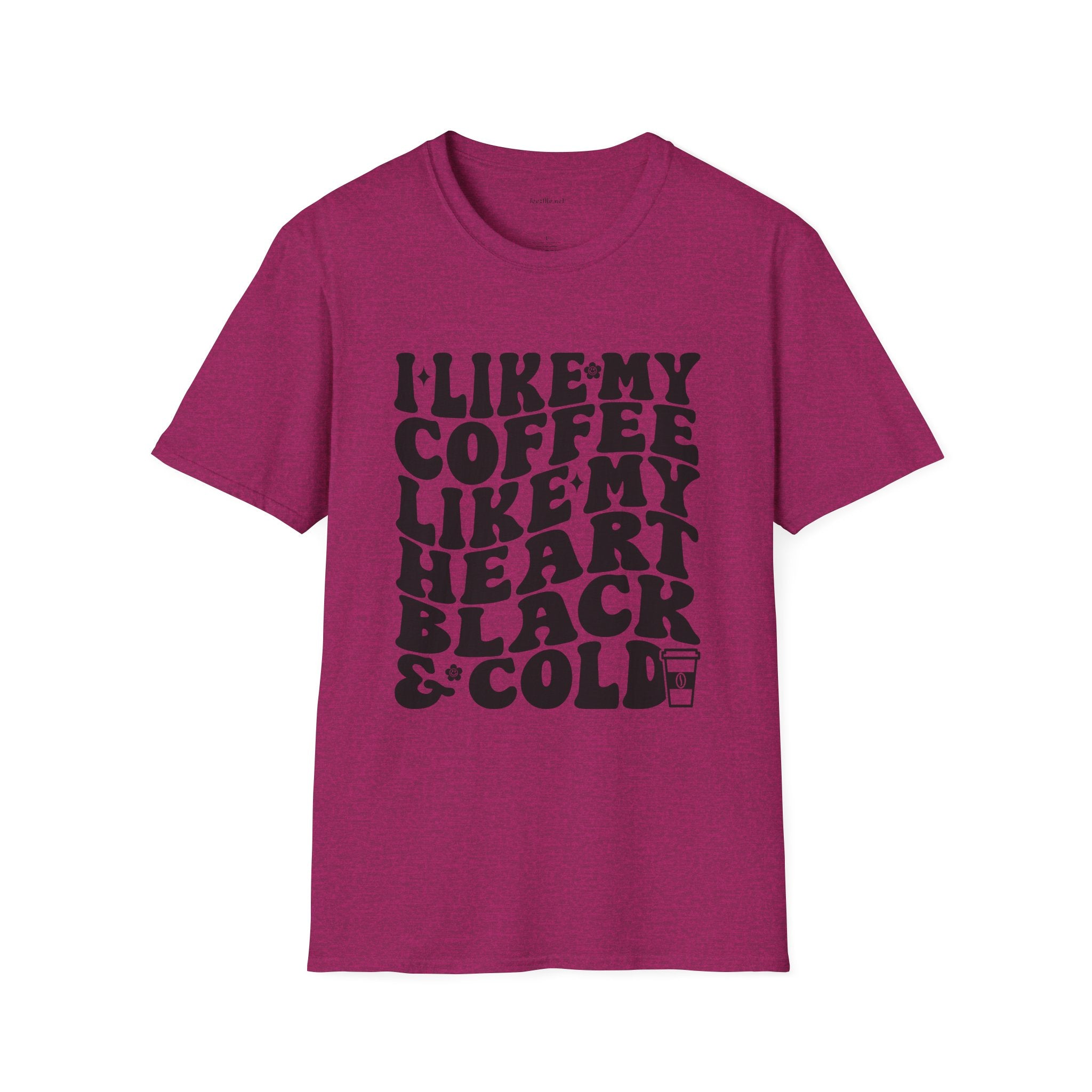 Coffee T-Shirt — "I Like My Coffee Like My Heart Black & Cold" Retro Tee