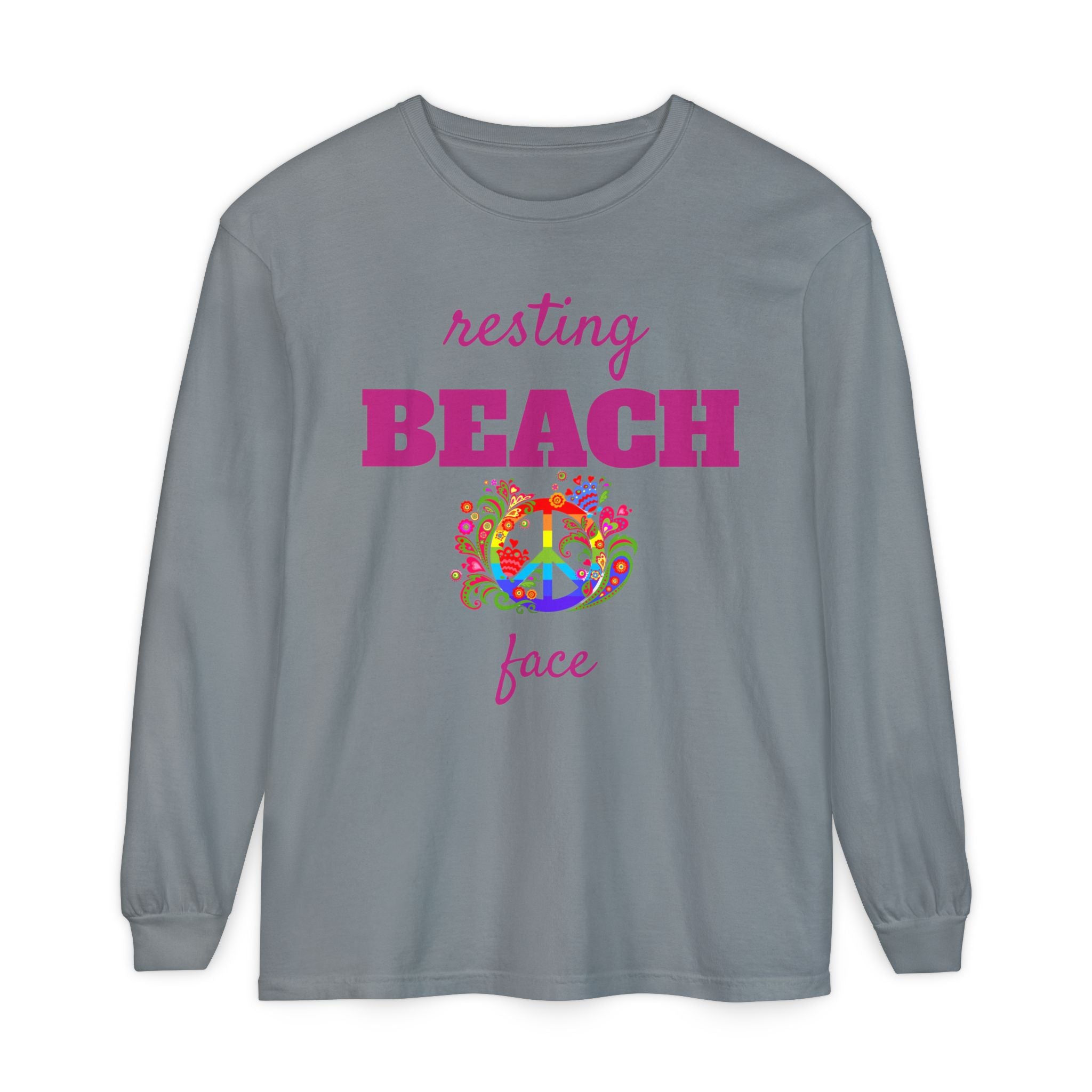 Resting Beach Face - Unisex Garment-dyed Long Sleeve T-Shirt