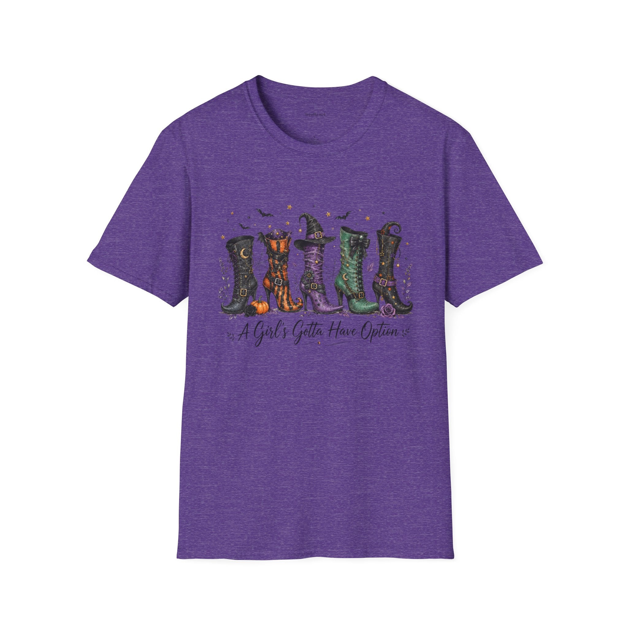 Halloween Witch Boots T-Shirt — "A Girl's Gotta Have Options" Graphic Tee