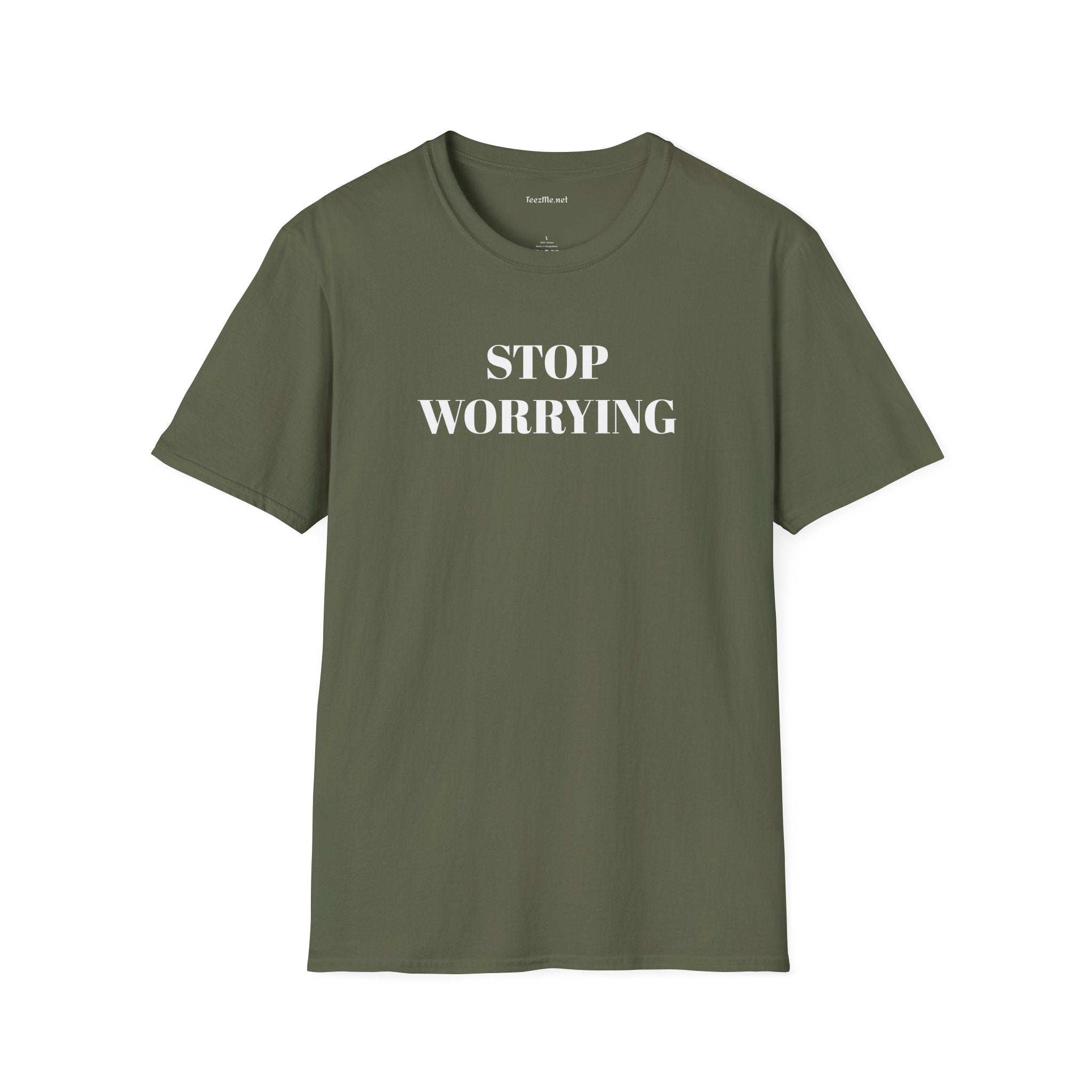 STOP WORRYING - Unisex Softstyle T-Shirt 100% Cotton Graphic