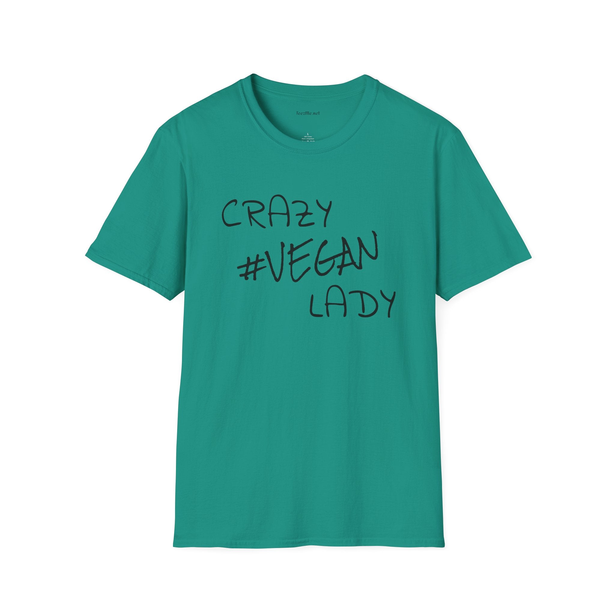 Crazy #Vegan Lady Unisex Softstyle T-Shirt 100% Cotton Graphic