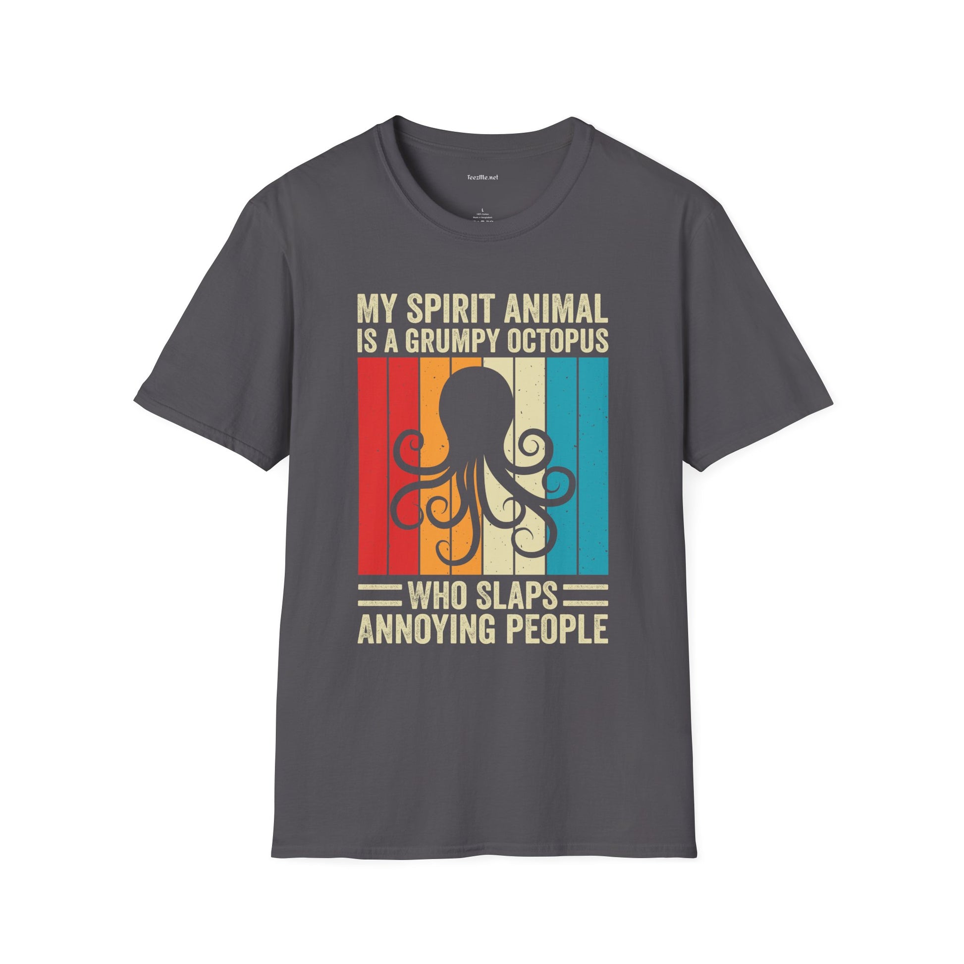 Grumpy Octopus Spirit Animal Unisex Softstyle T-Shirt 100% Cotton Graphic