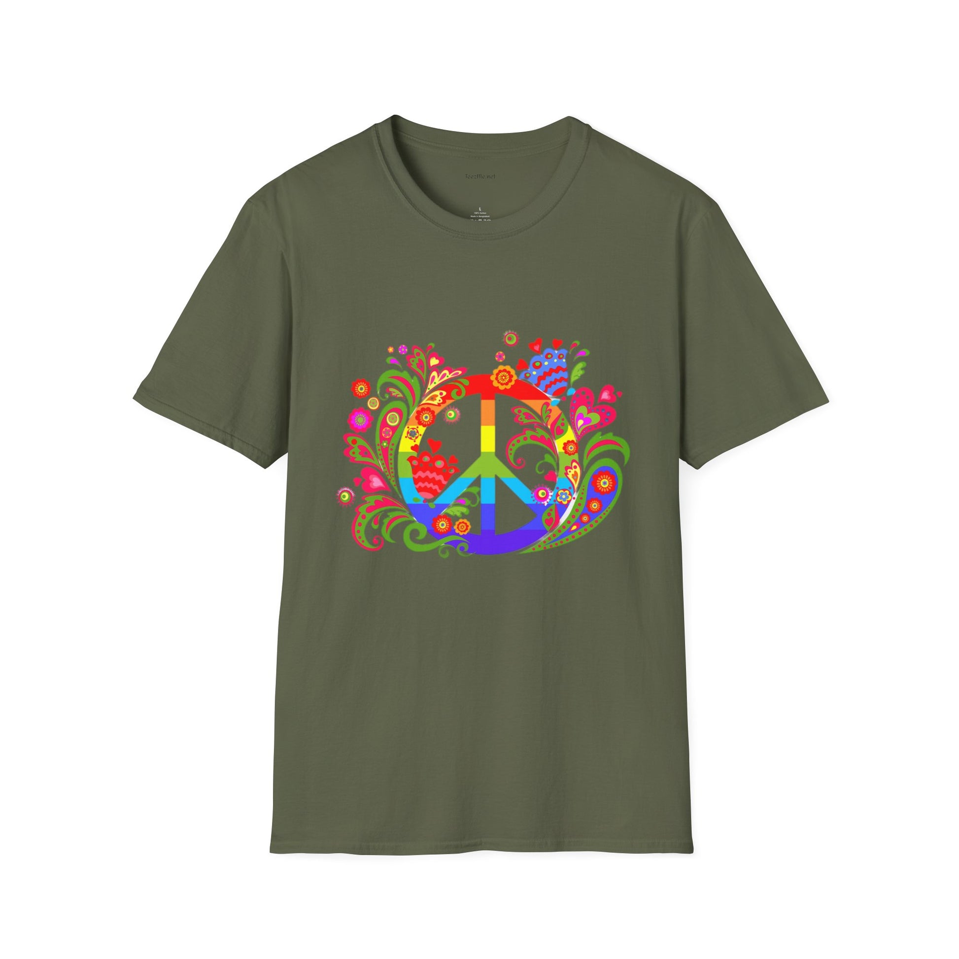 Peace sign illustration - Unisex Softstyle T-Shirt 100% Cotton Graphic