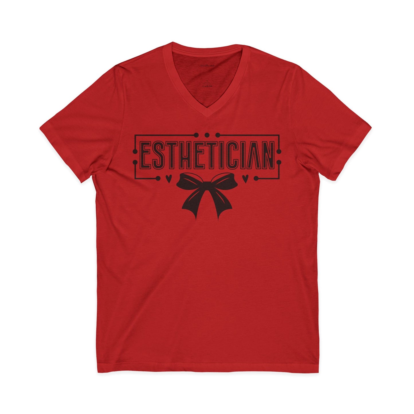 Esthetician with bow Unisex Jersey Short Sleeve V-Neck Tee
