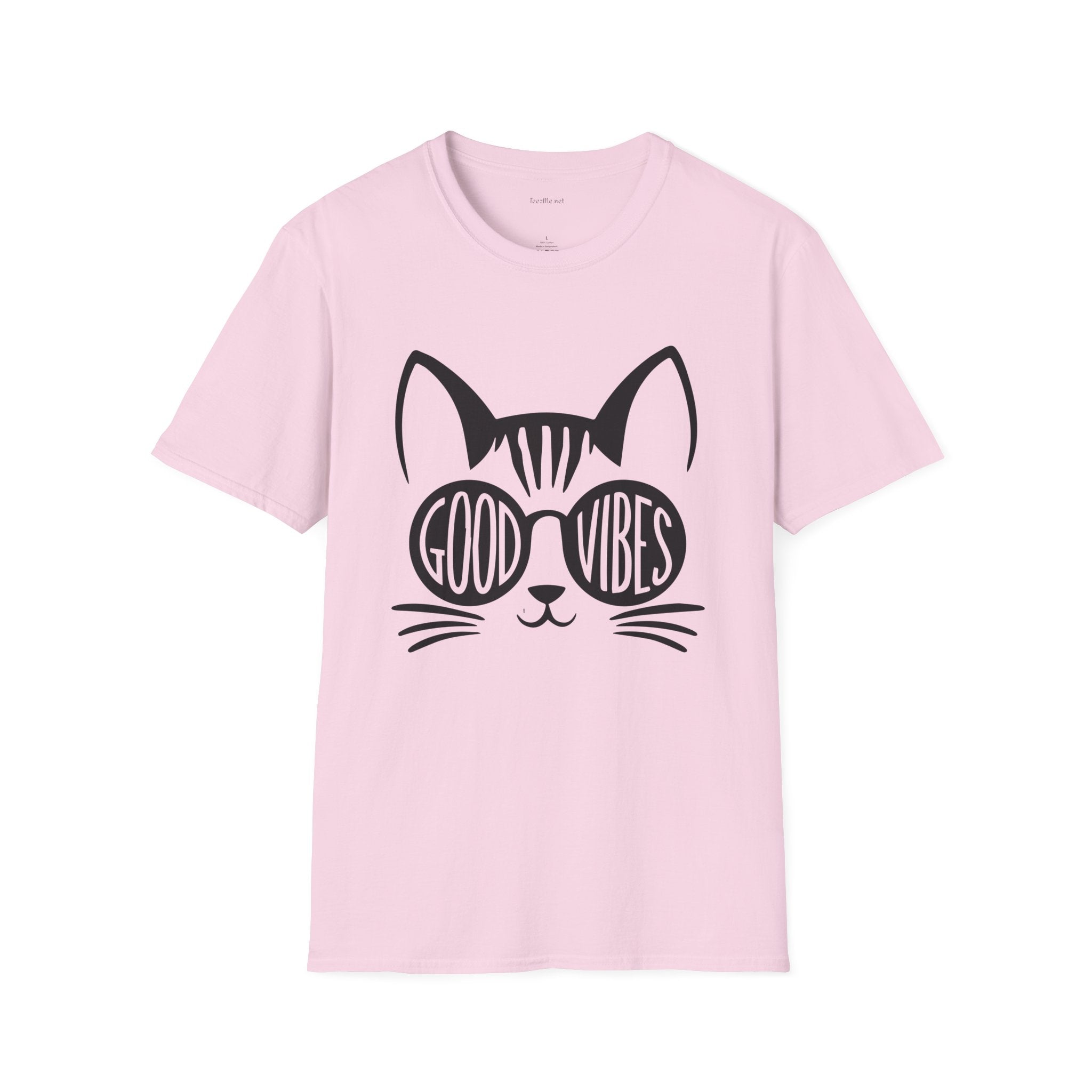 Good Vibes Cat Glasses 01 Unisex Softstyle T-Shirt 100% Cotton Graphic