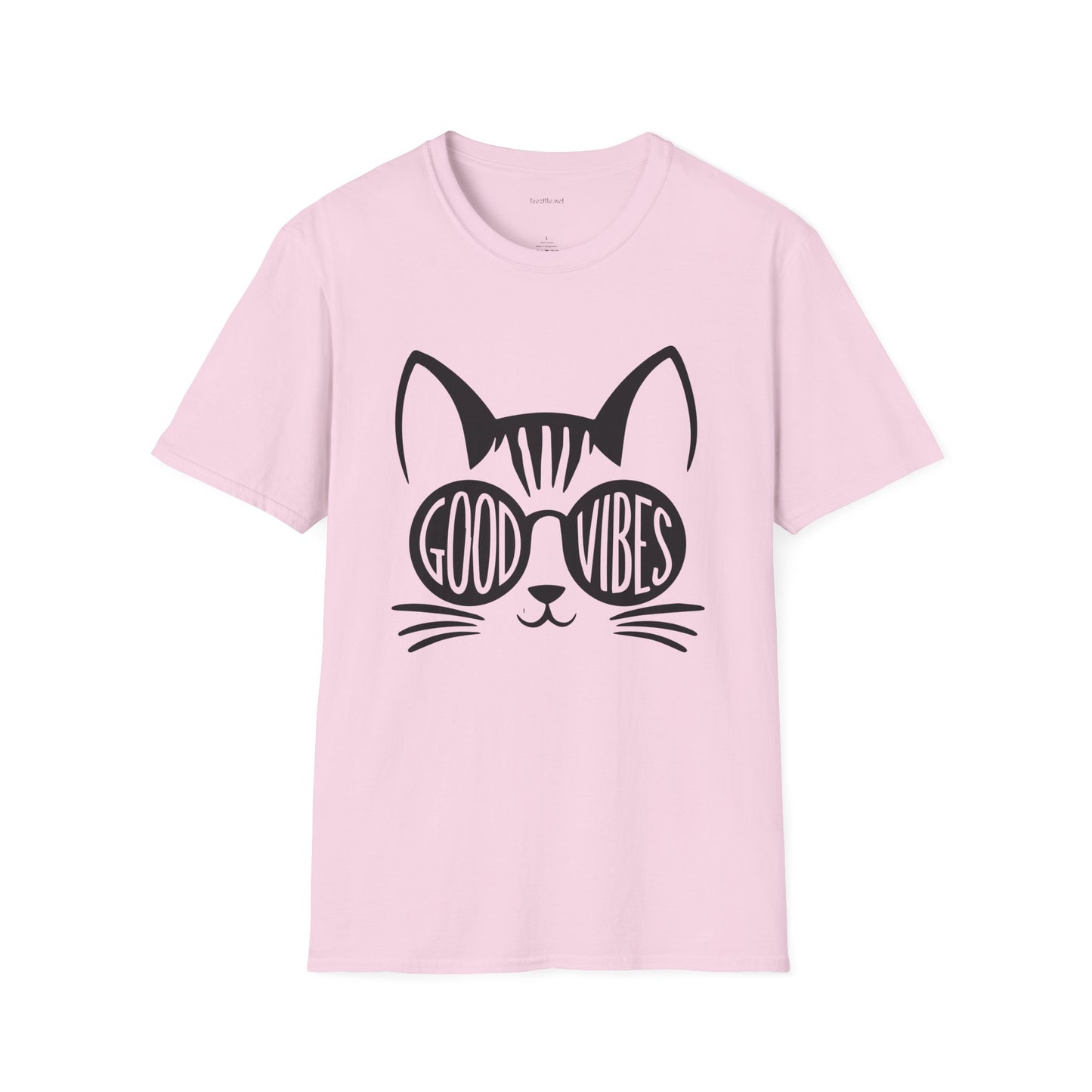 Good Vibes Cat Glasses 01 Unisex Softstyle T-Shirt 100% Cotton Graphic