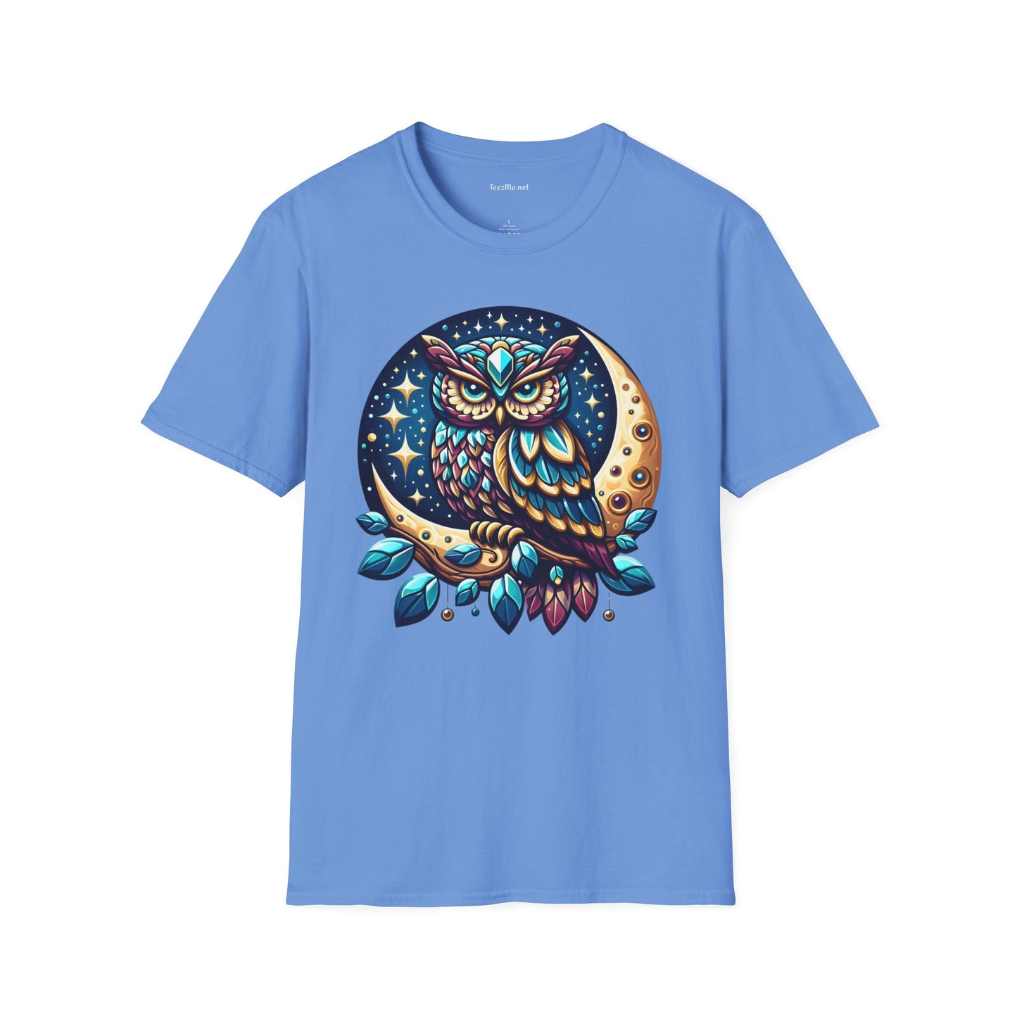 Jeweled Moon Owl Unisex Softstyle T-Shirt 100% Cotton