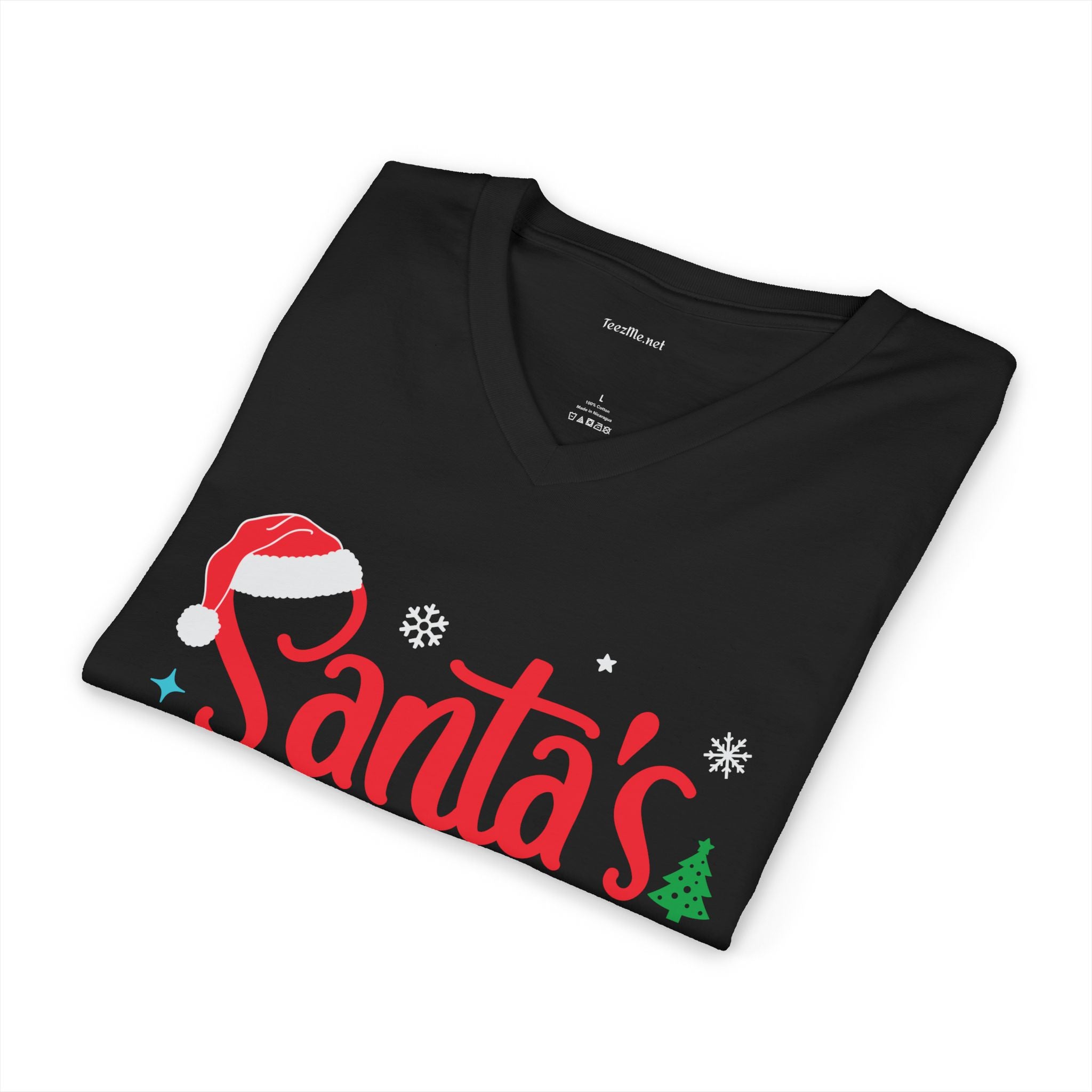Santa's Favorite Hairstylist V-Neck Tee — Christmas Hair Stylist Shirt