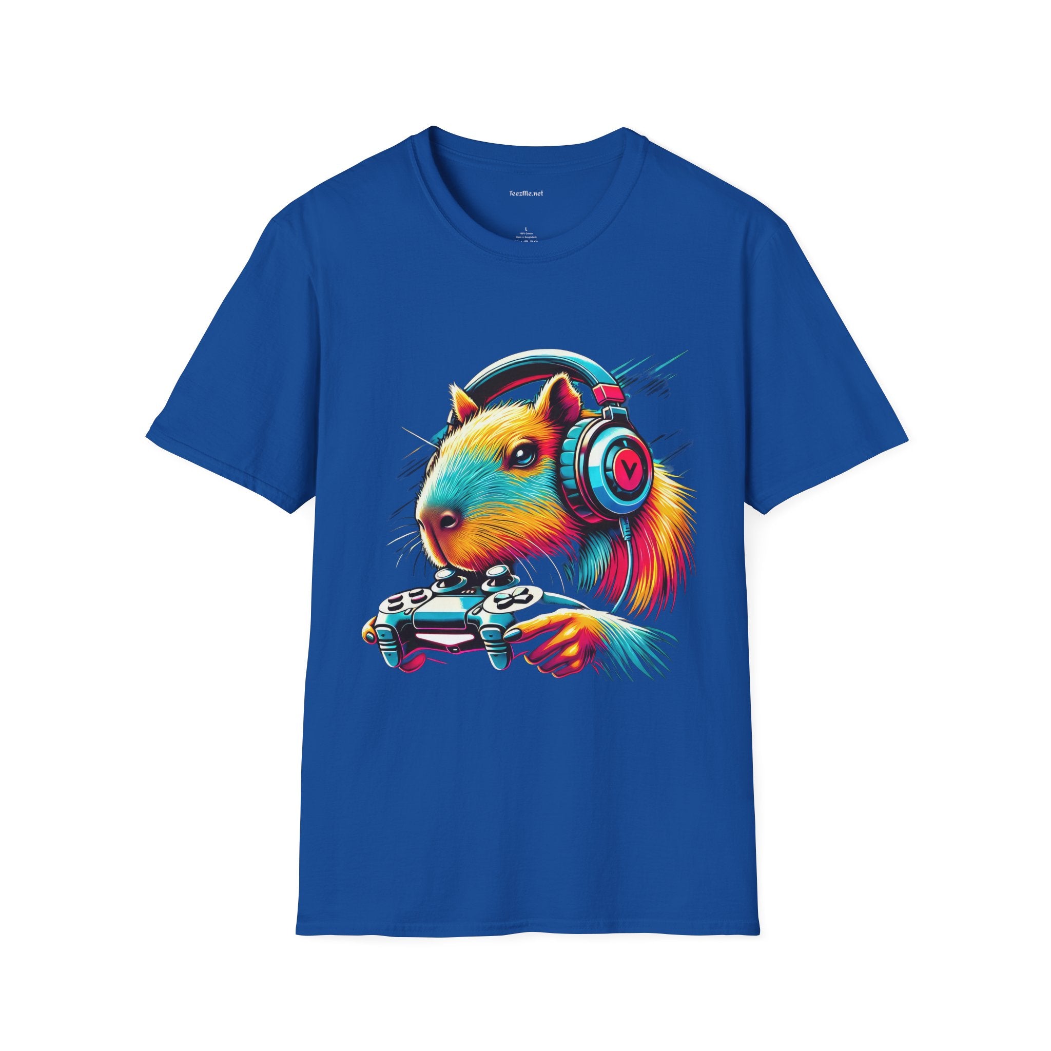 Capybara Video Gamer Unisex Softstyle T-Shirt 100% Cotton Graphic