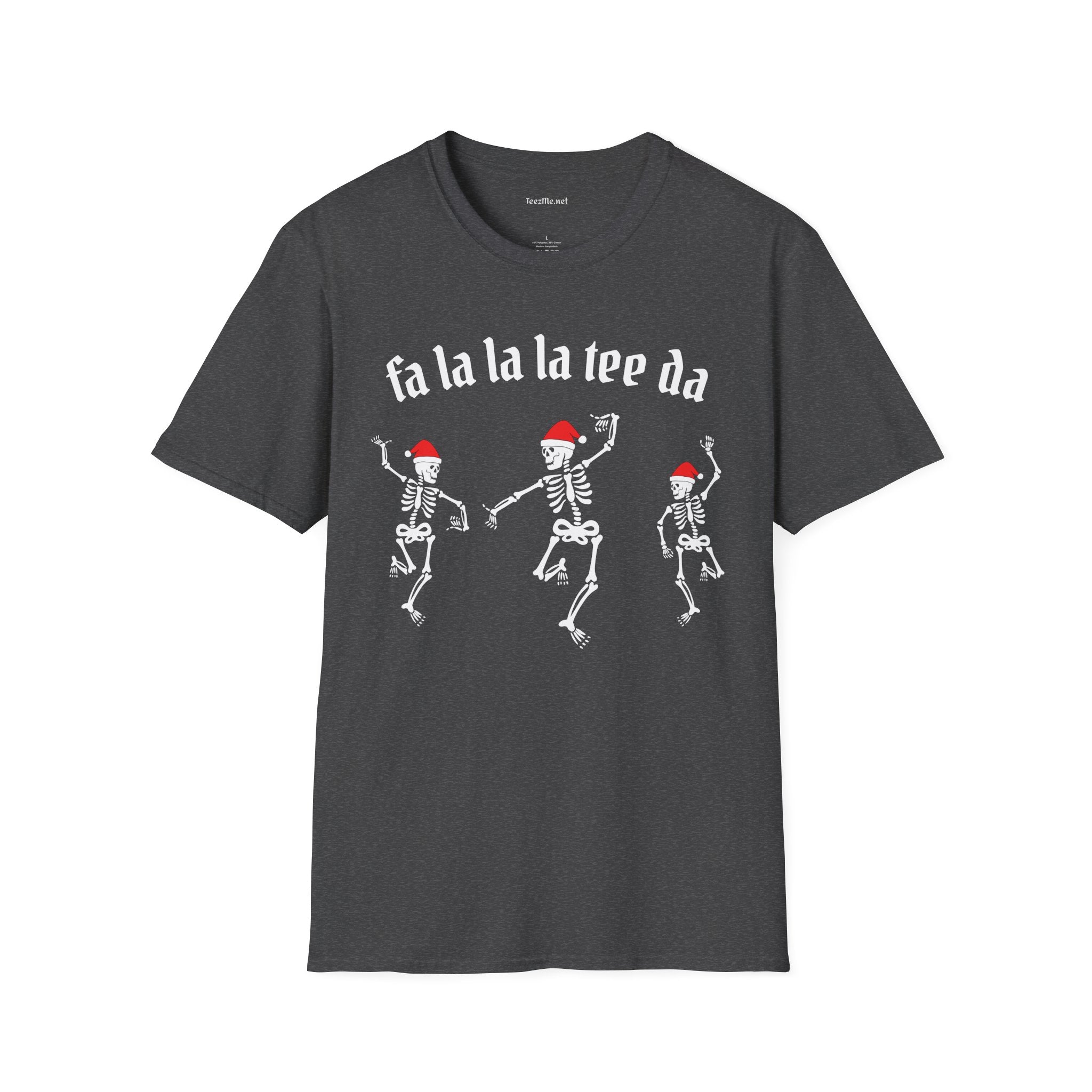 Dancing Santa Skeletons fa la la la Unisex Softstyle T-Shirt 100% Cotton Graphic