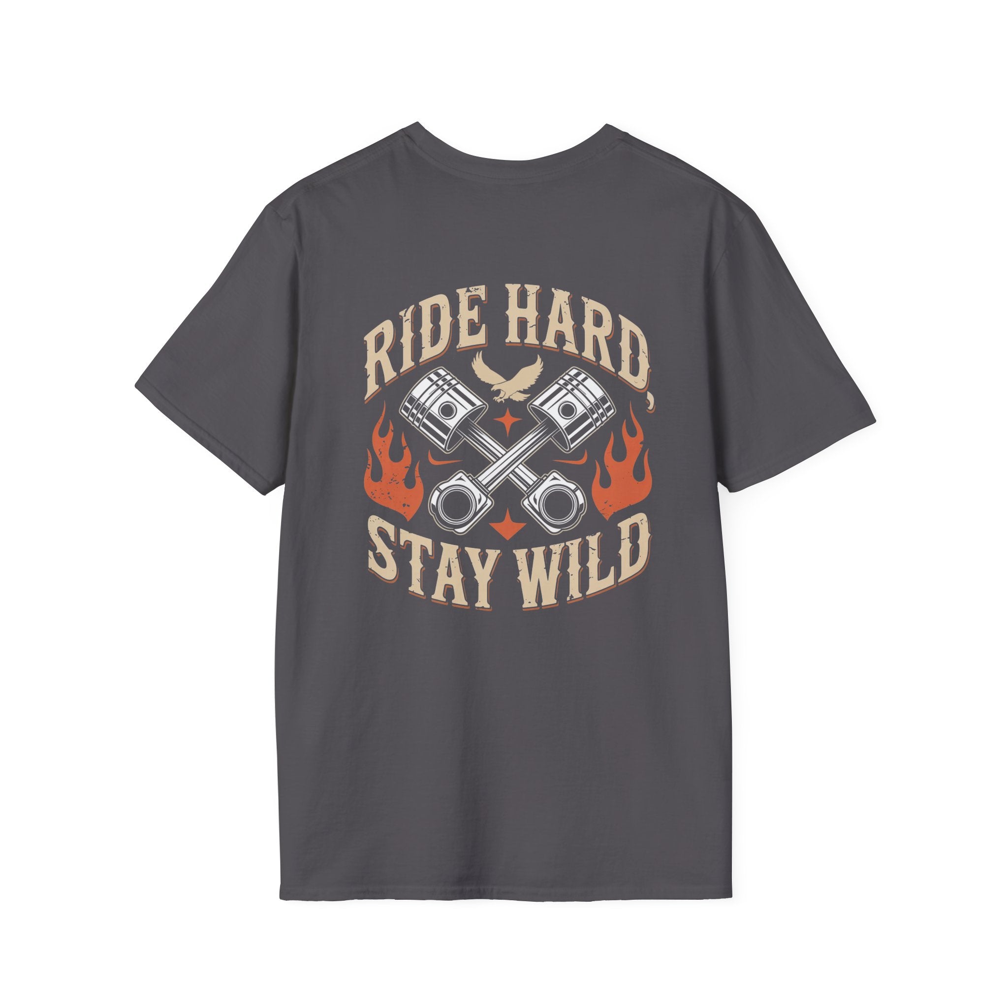 Ride Hard Stay Wild (printed on back) Unisex SoftStyle T-Shirt 100% Cotton Graphic
