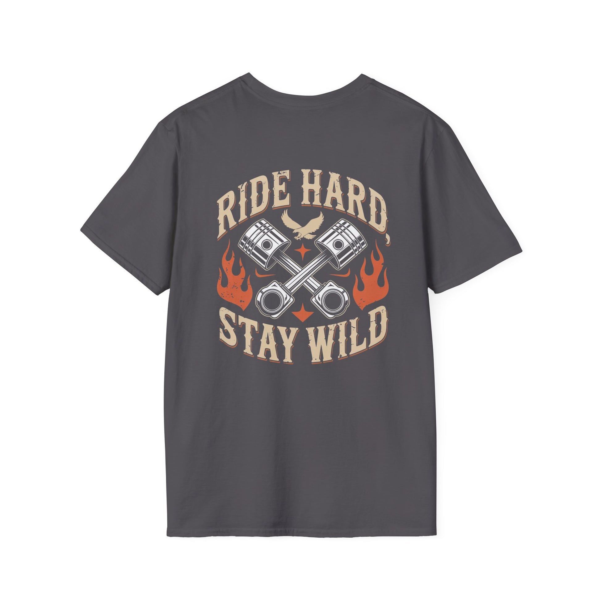 Ride Hard Stay Wild (printed on back) Unisex SoftStyle T-Shirt 100% Cotton Graphic