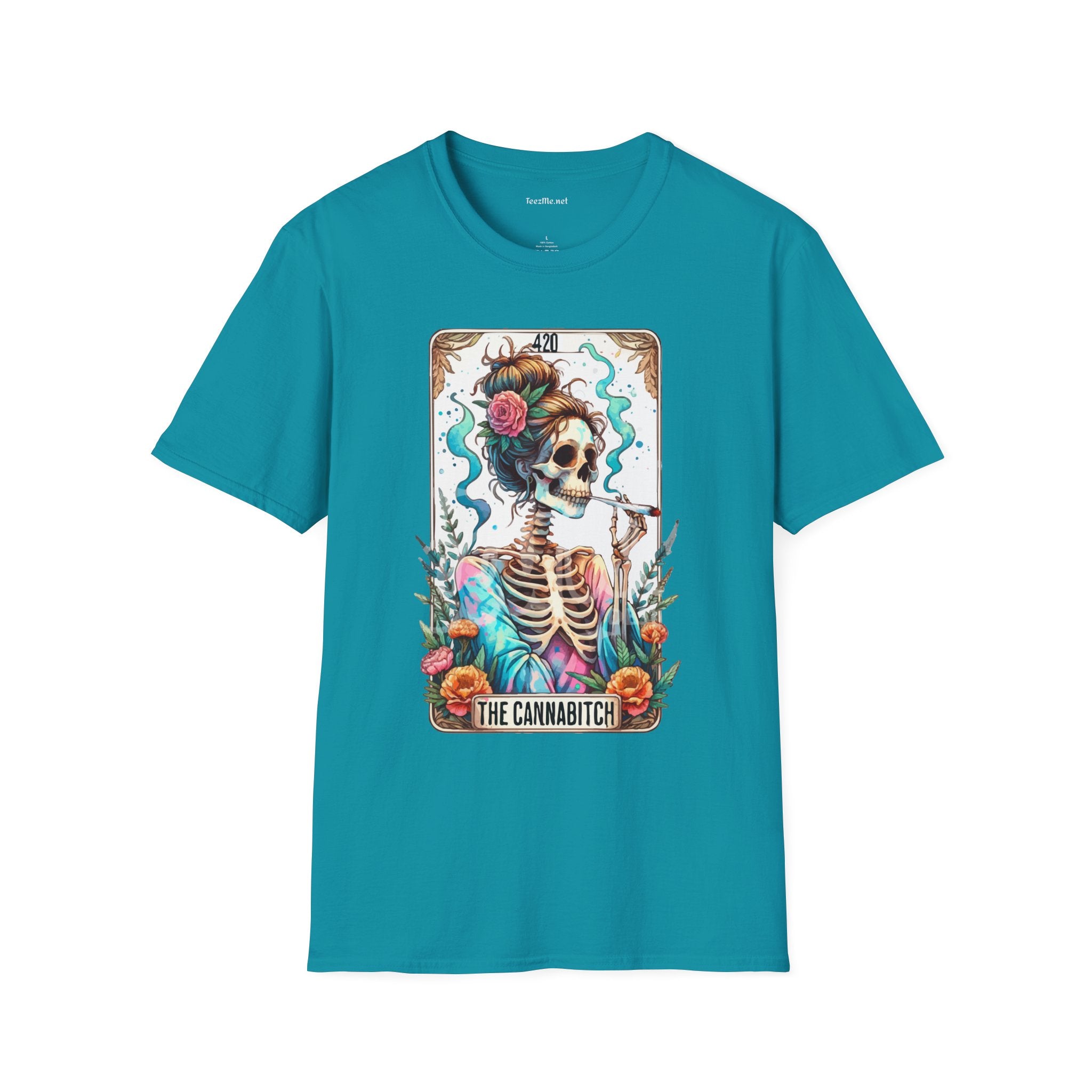 Boho Stoner Skeleton Cannabitch Unisex Softstyle T-Shirt 100% Cotton Graphic