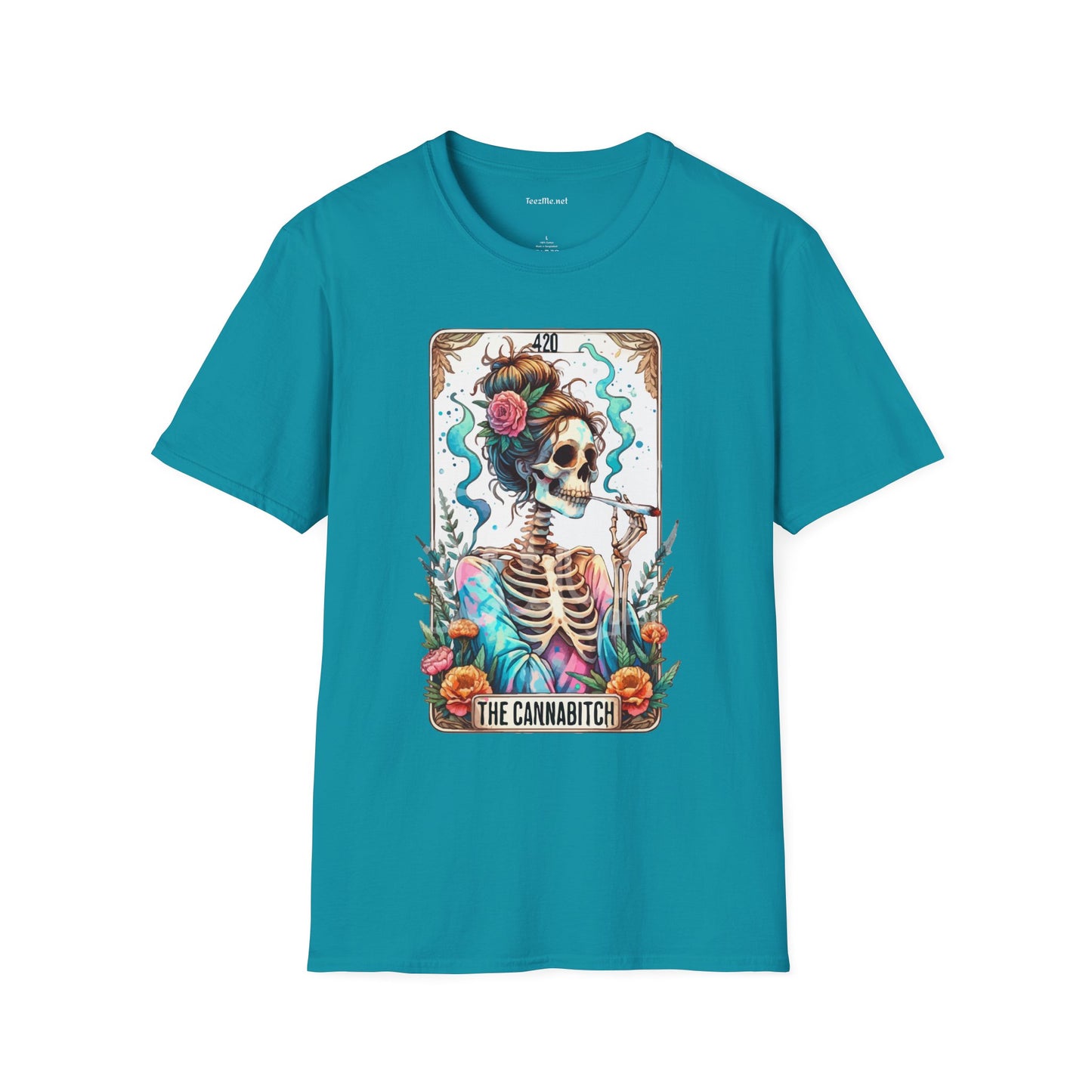 Boho Stoner Skeleton Cannabitch Unisex Softstyle T-Shirt 100% Cotton Graphic