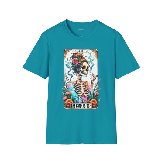 Boho Stoner Skeleton Cannabitch Unisex Softstyle T-Shirt 100% Cotton Graphic