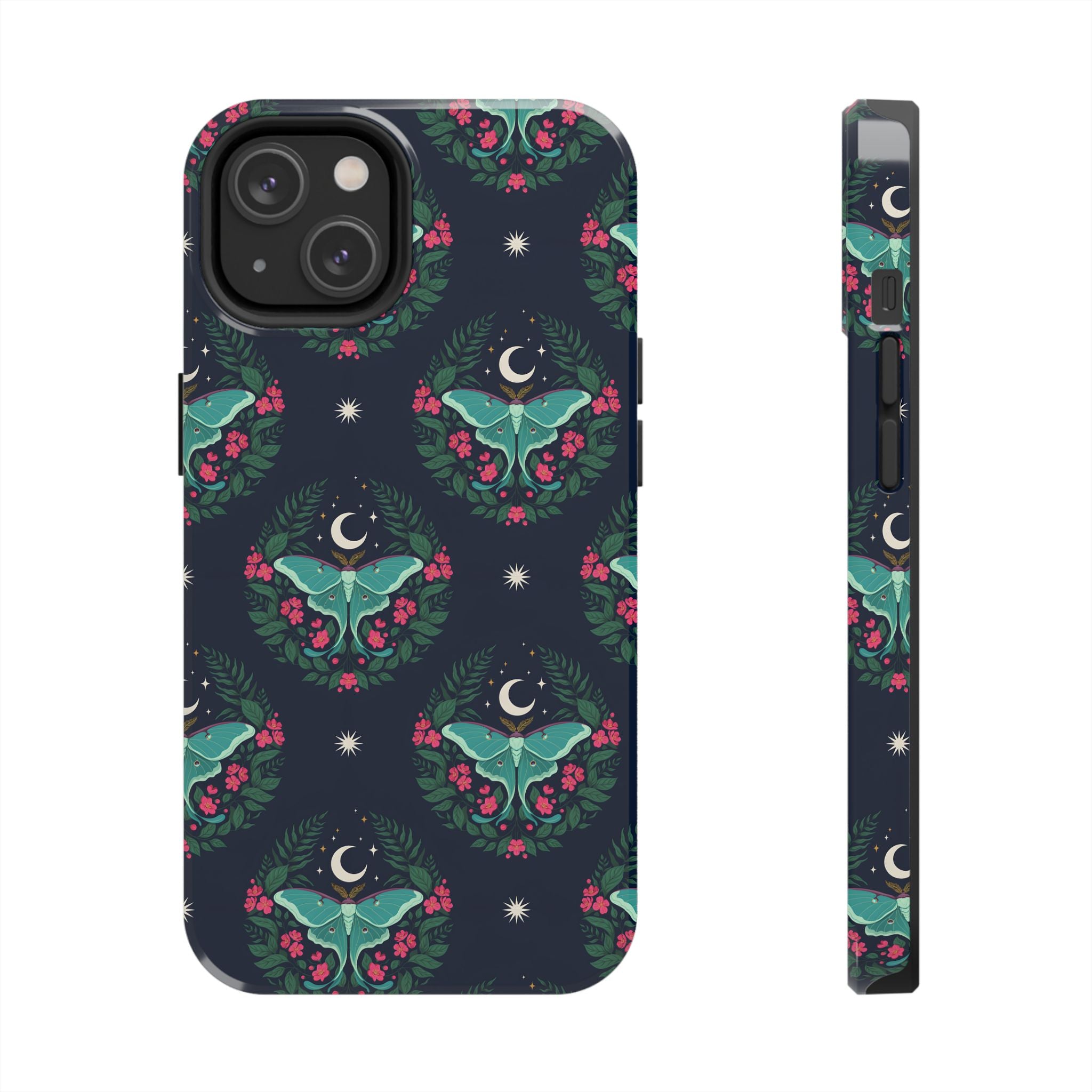 Moon Moth Tough Phone Case — Botanical Nightscape Protective Cover