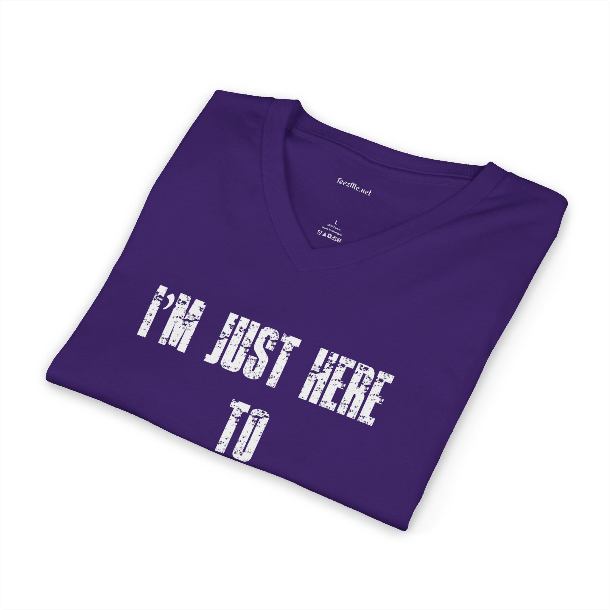 V-Neck Tee — "I'M JUST HERE TO PAY FOR EVERYTHING"  Funny Sarcastic Statement Shirt