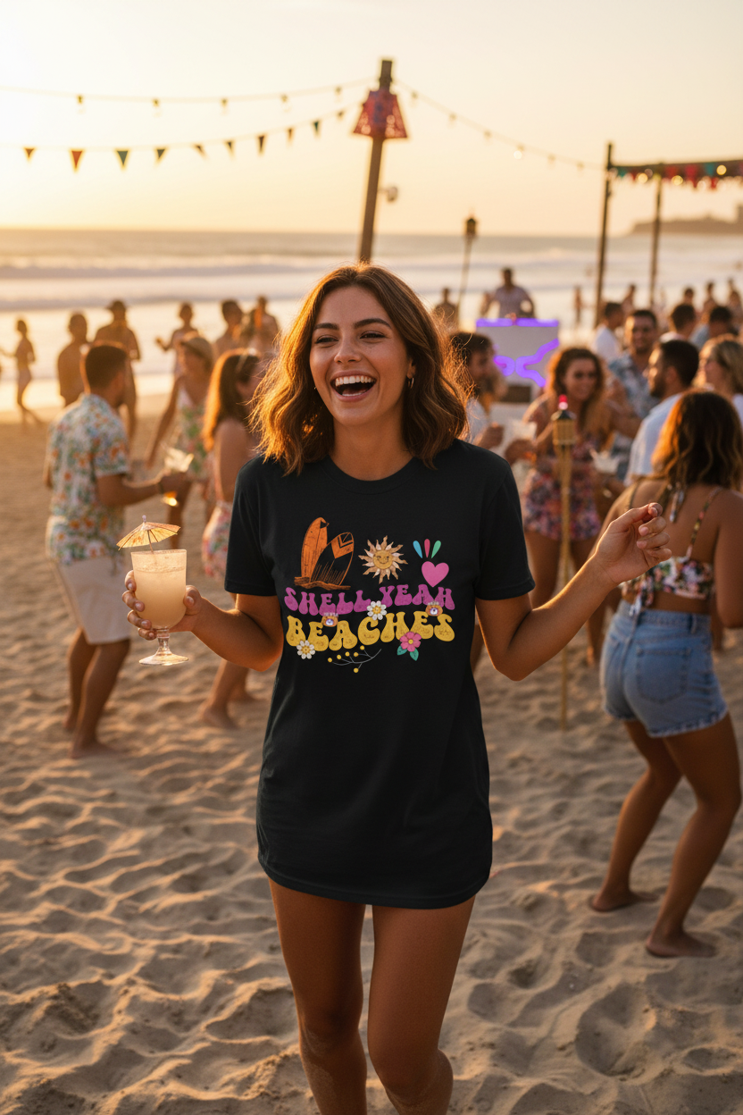 Shell Yeah Beaches Unisex Softstyle T-Shirt 100% Cotton Graphic