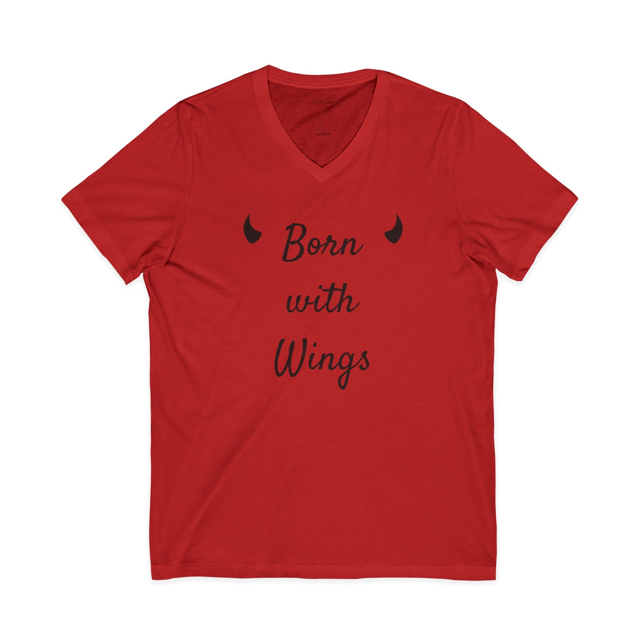 Born with Wings - Unisex Jersey Short Sleeve V-Neck Tee