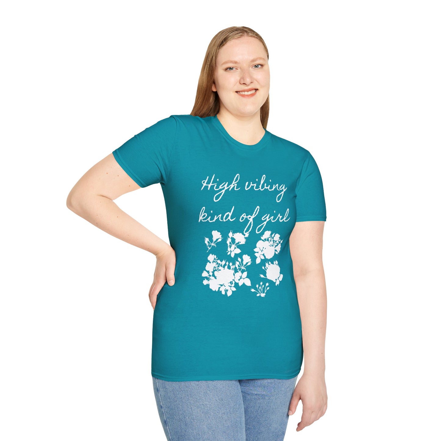 High vibing kind of girl - Unisex Softstyle T-Shirt 100% Cotton Graphic