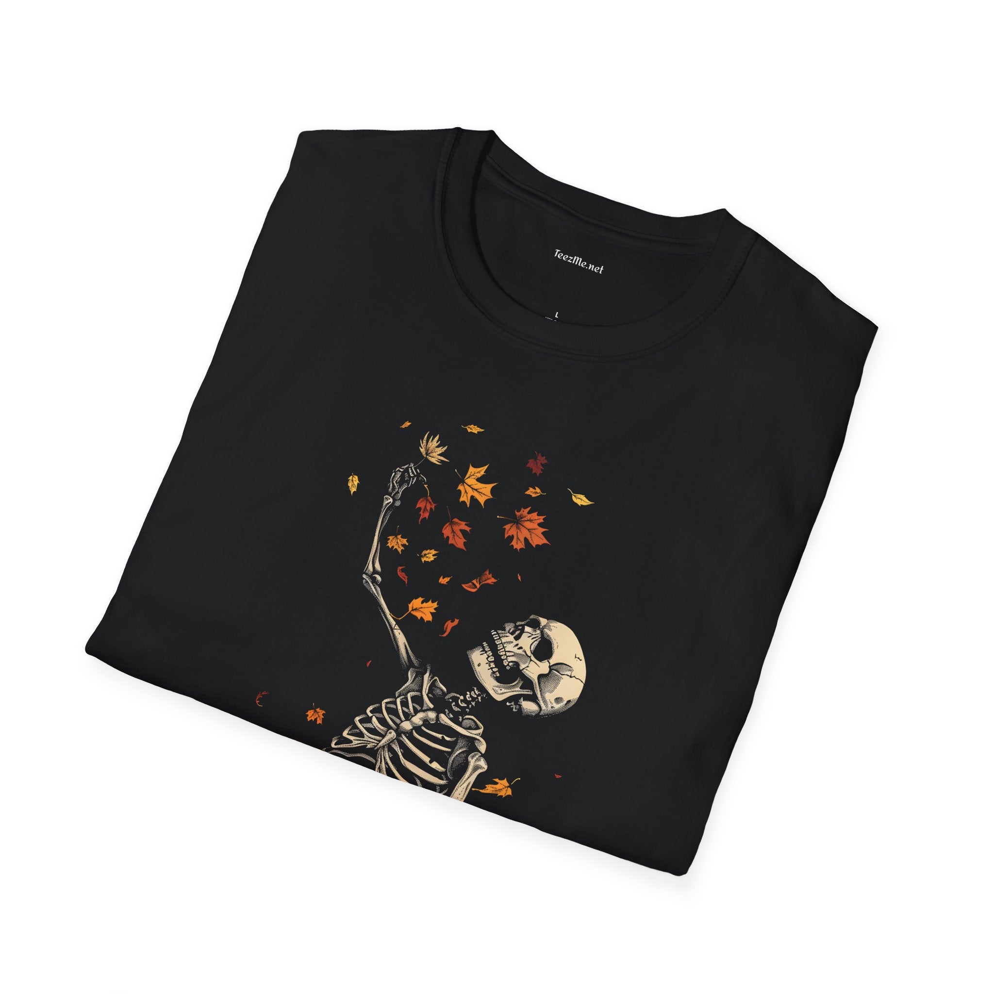Skeleton & Falling Leaves Halloween T-Shirt