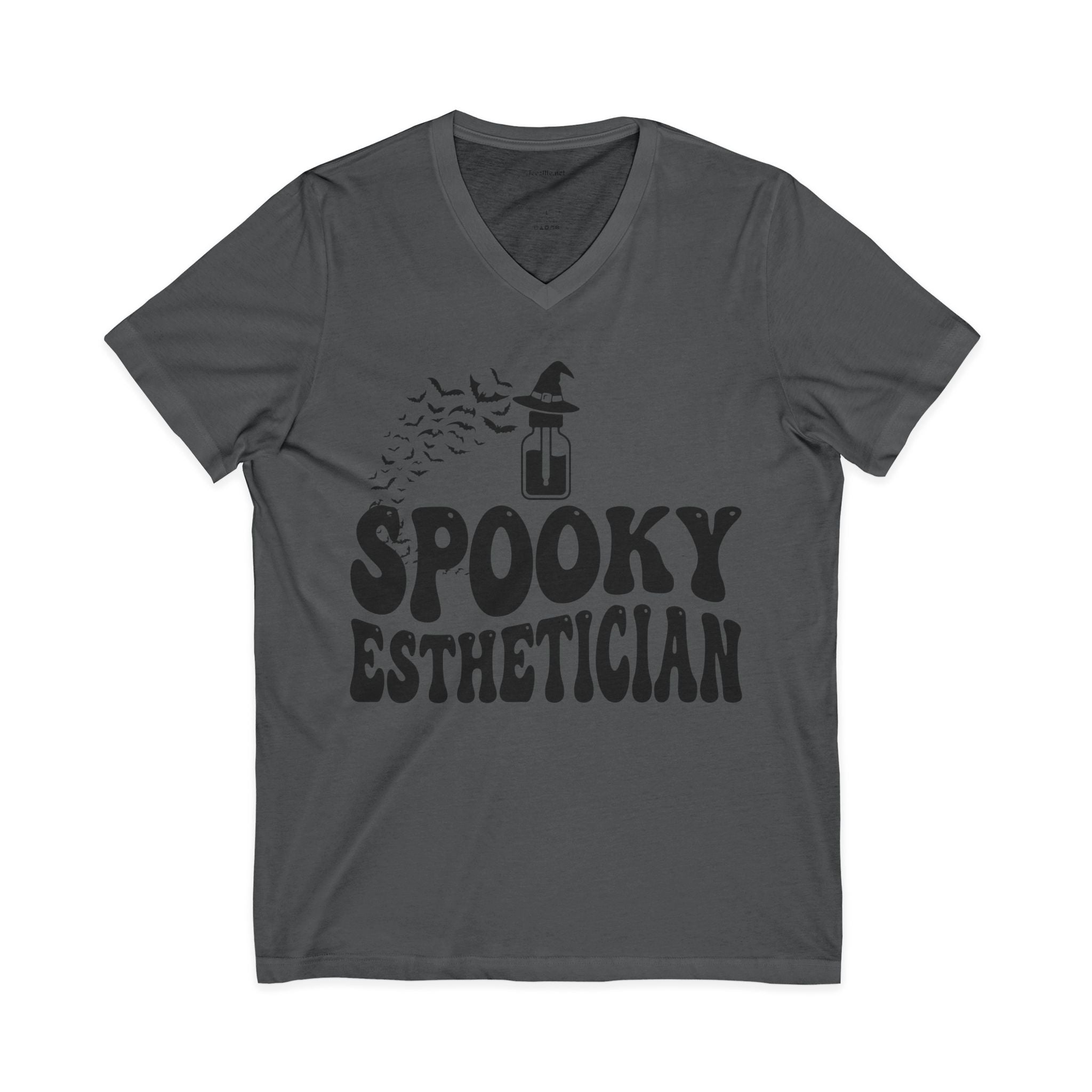 Spooky Esthetician V-Neck T-Shirt — Halloween Witch Skincare Tee