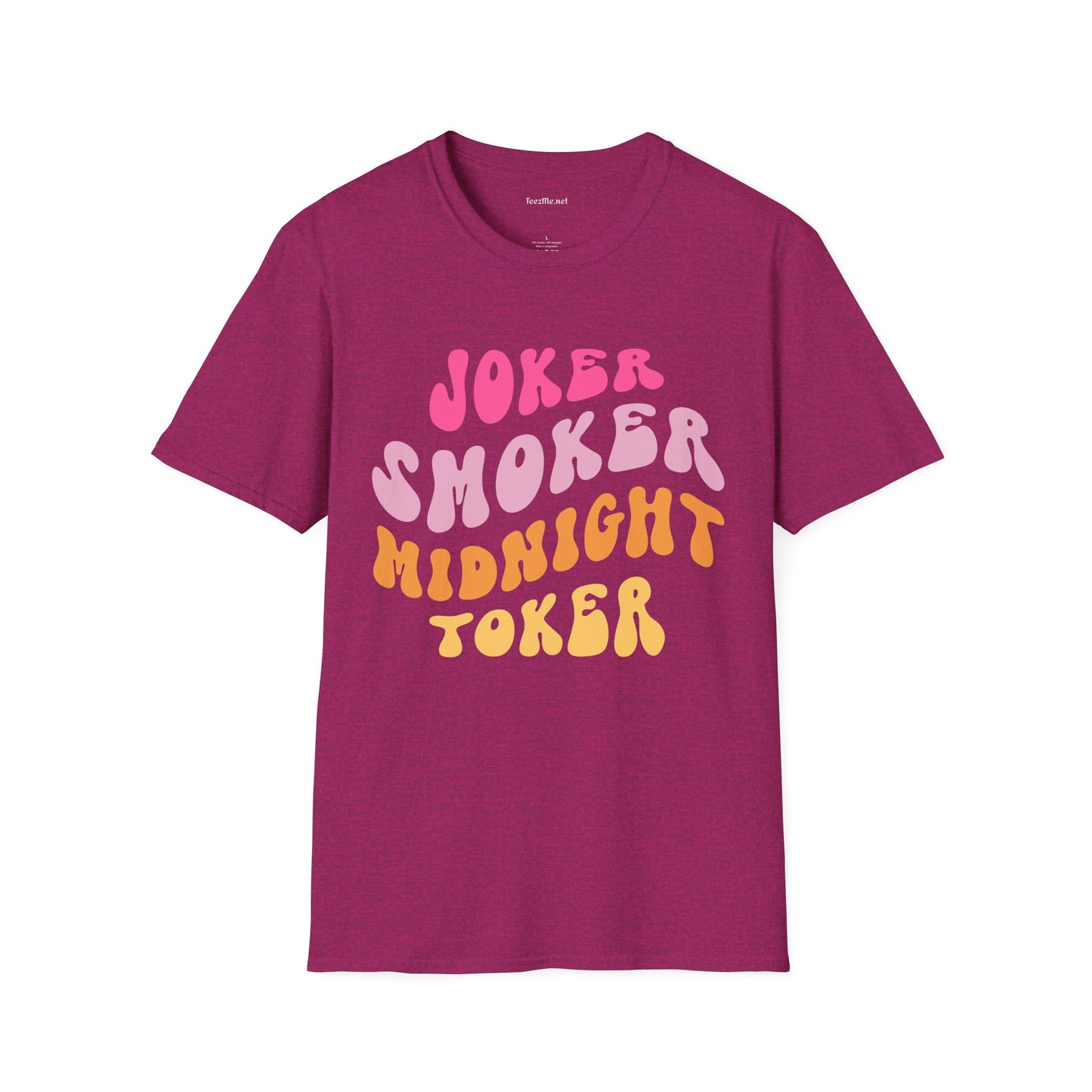 Joker Smoker Midnight Toker Unisex Softstyle T-Shirt 100% Cotton Graphic