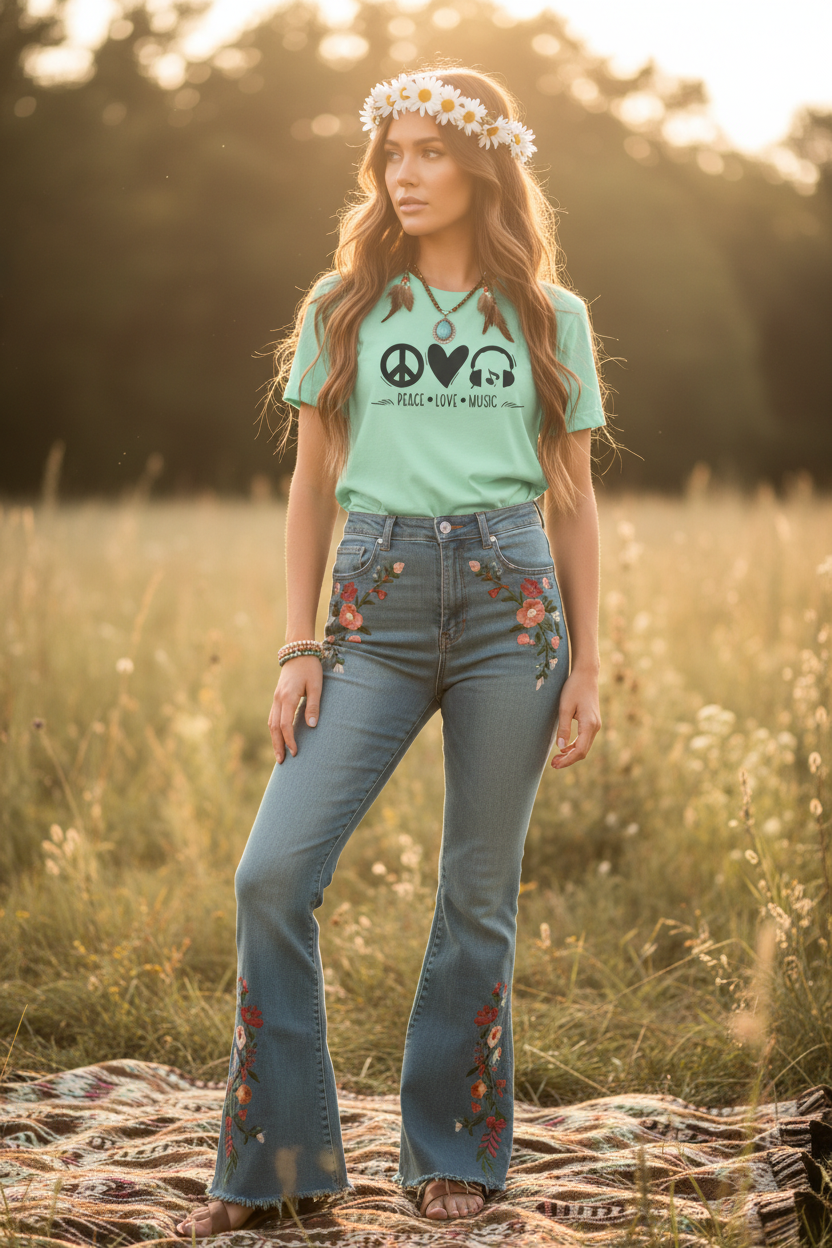 Peace Love Music - Unisex Softstyle T-Shirt 100% Cotton Graphic