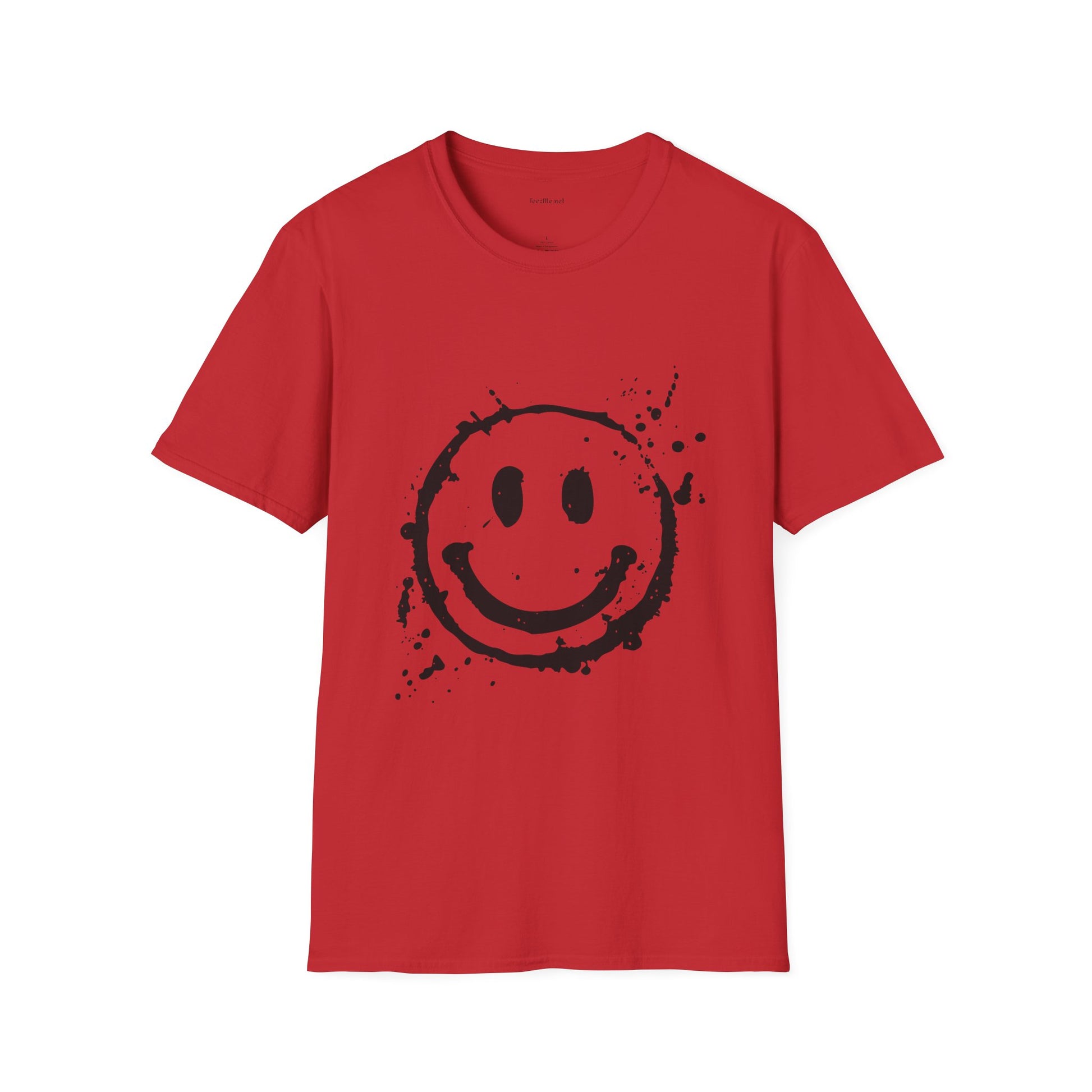 Smiley Splatter T-Shirt — Grunge Happy Face Graphic Tee