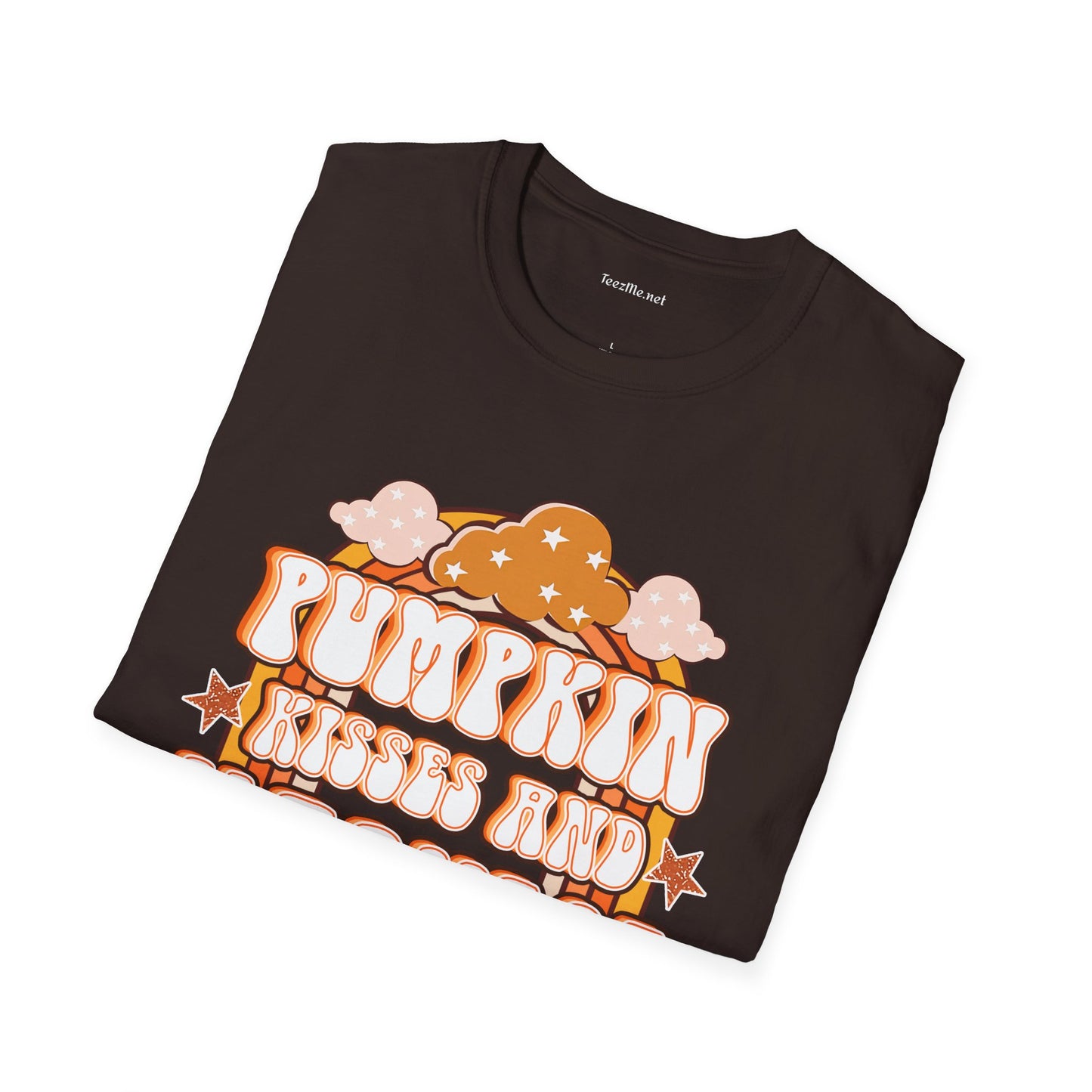 Pumpkin Kisses and Harvest Wishes 01 Unisex Soft T-Shirt 100% Cotton Graphic