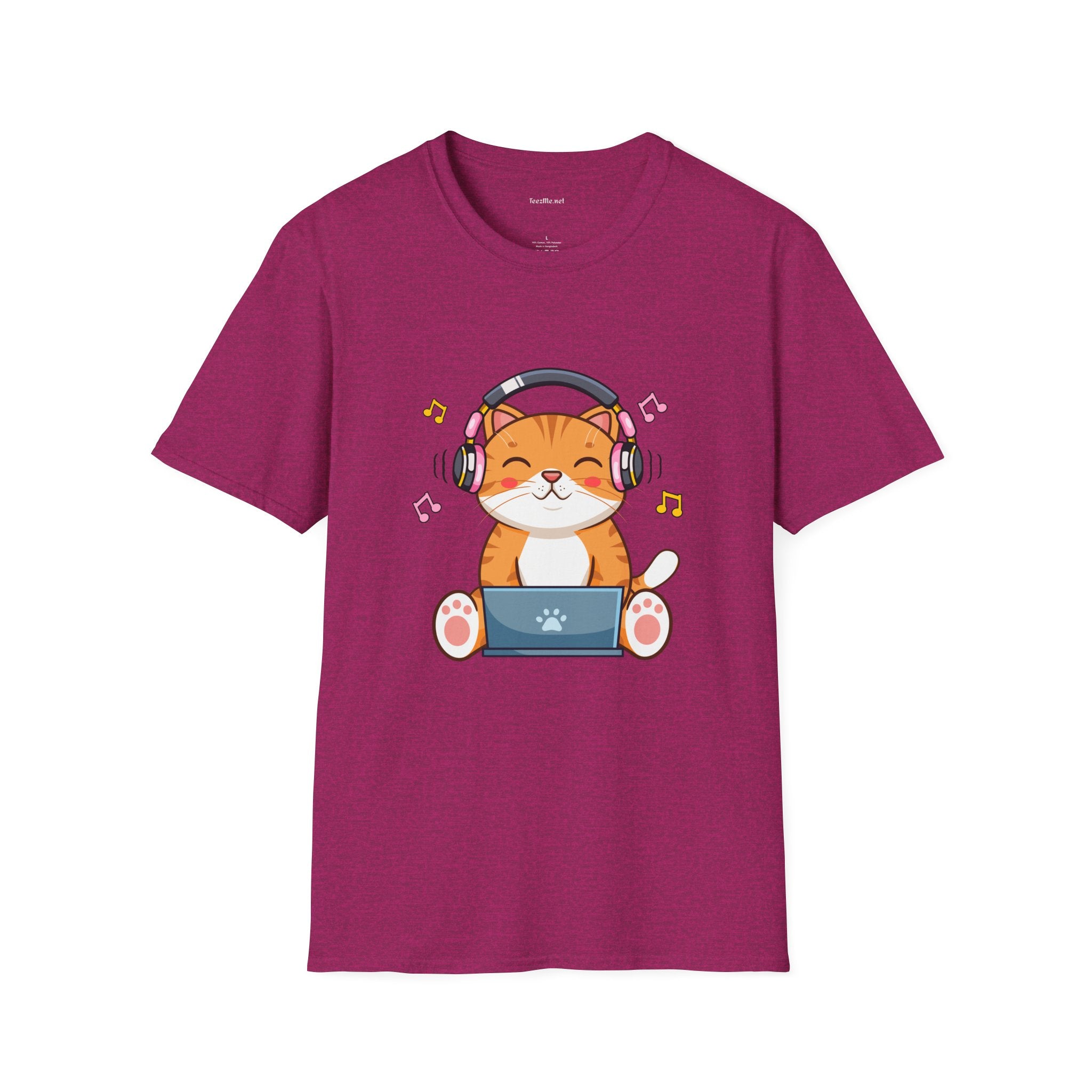 Cat with Headphones T-Shirt — Cute Music Kitty Tee
