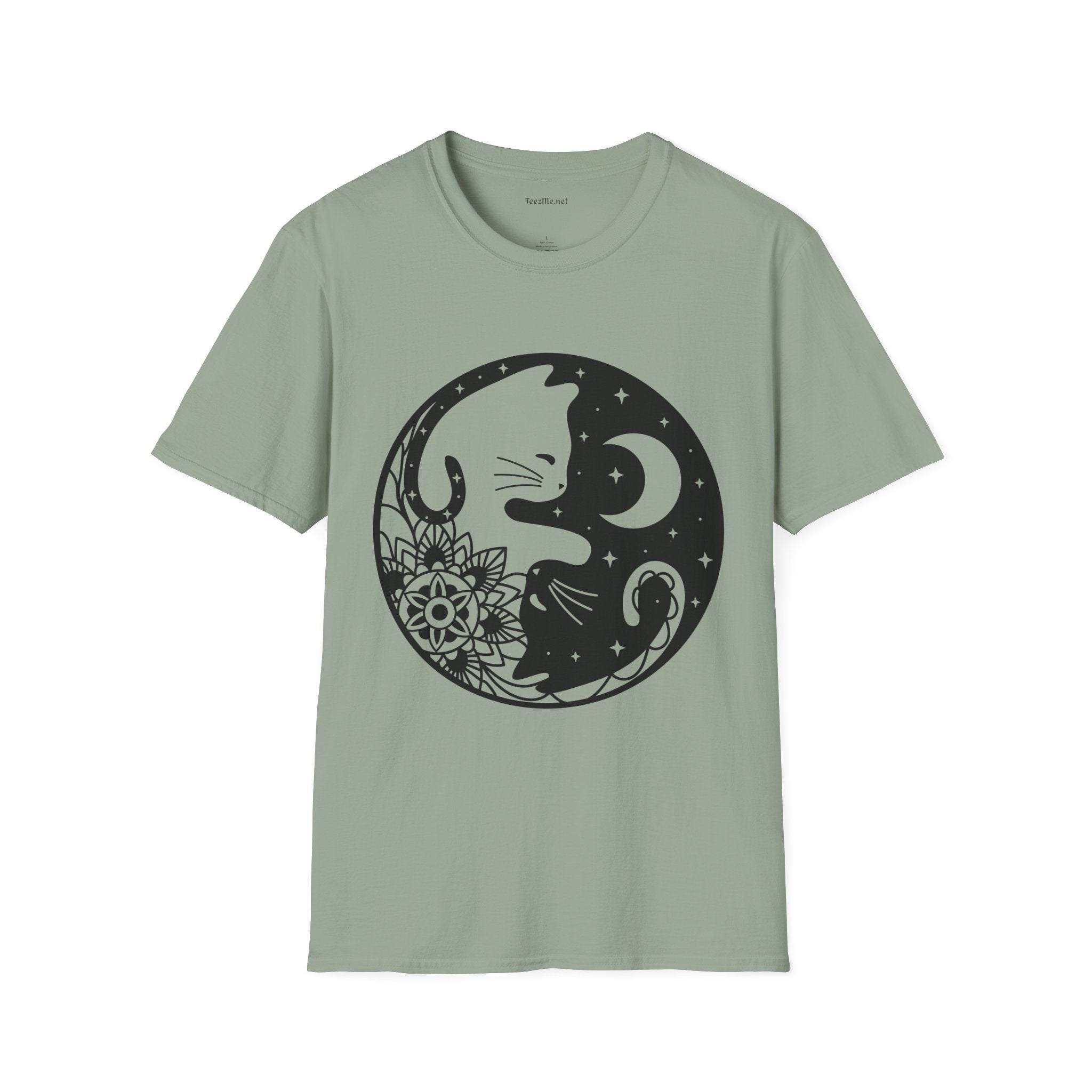 Yin Yang Cat1 Unisex Soft T-Shirt 100% Cotton Graphic