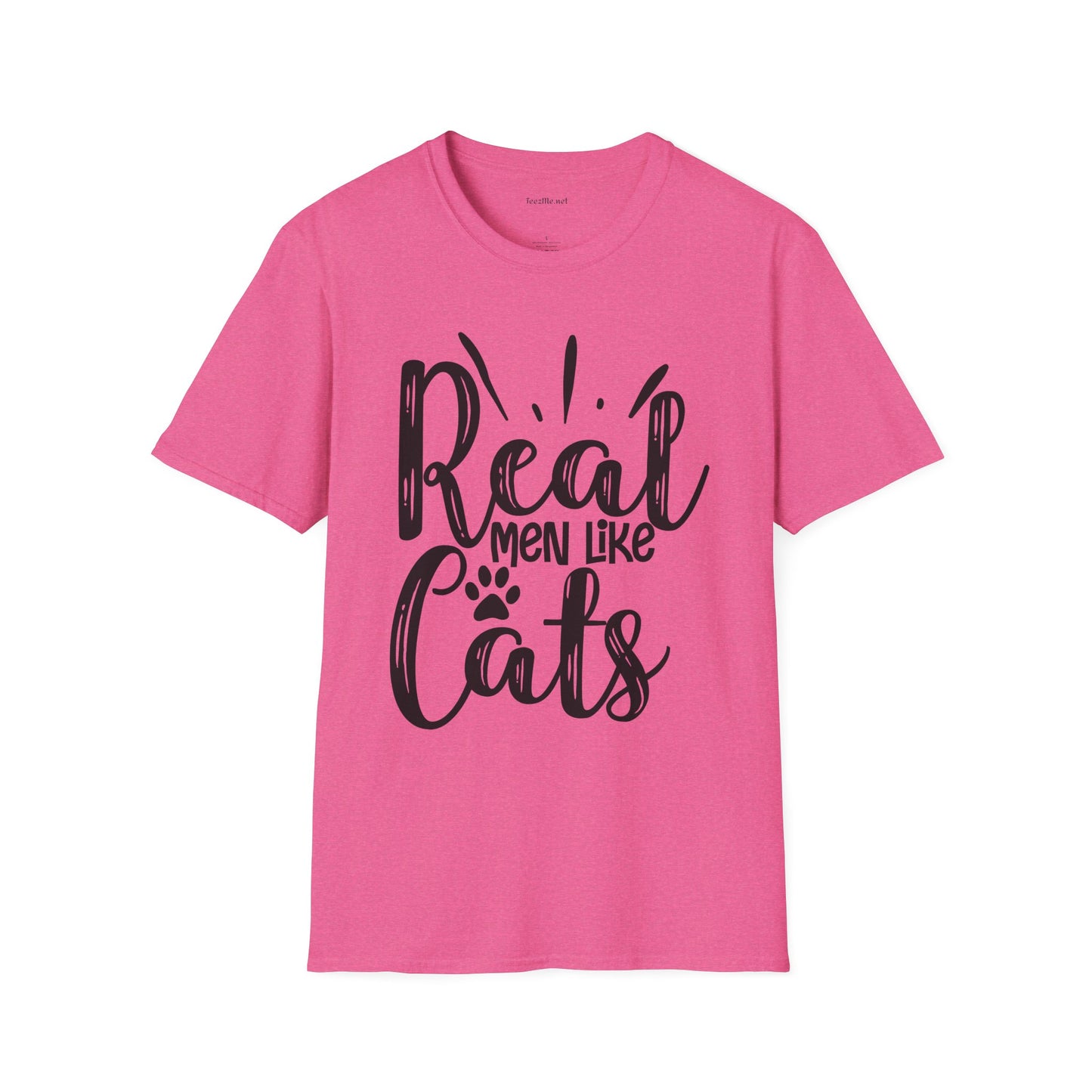 Real Men Like Cats Unisex Soft Style T-Shirt 100% Cotton Graphic