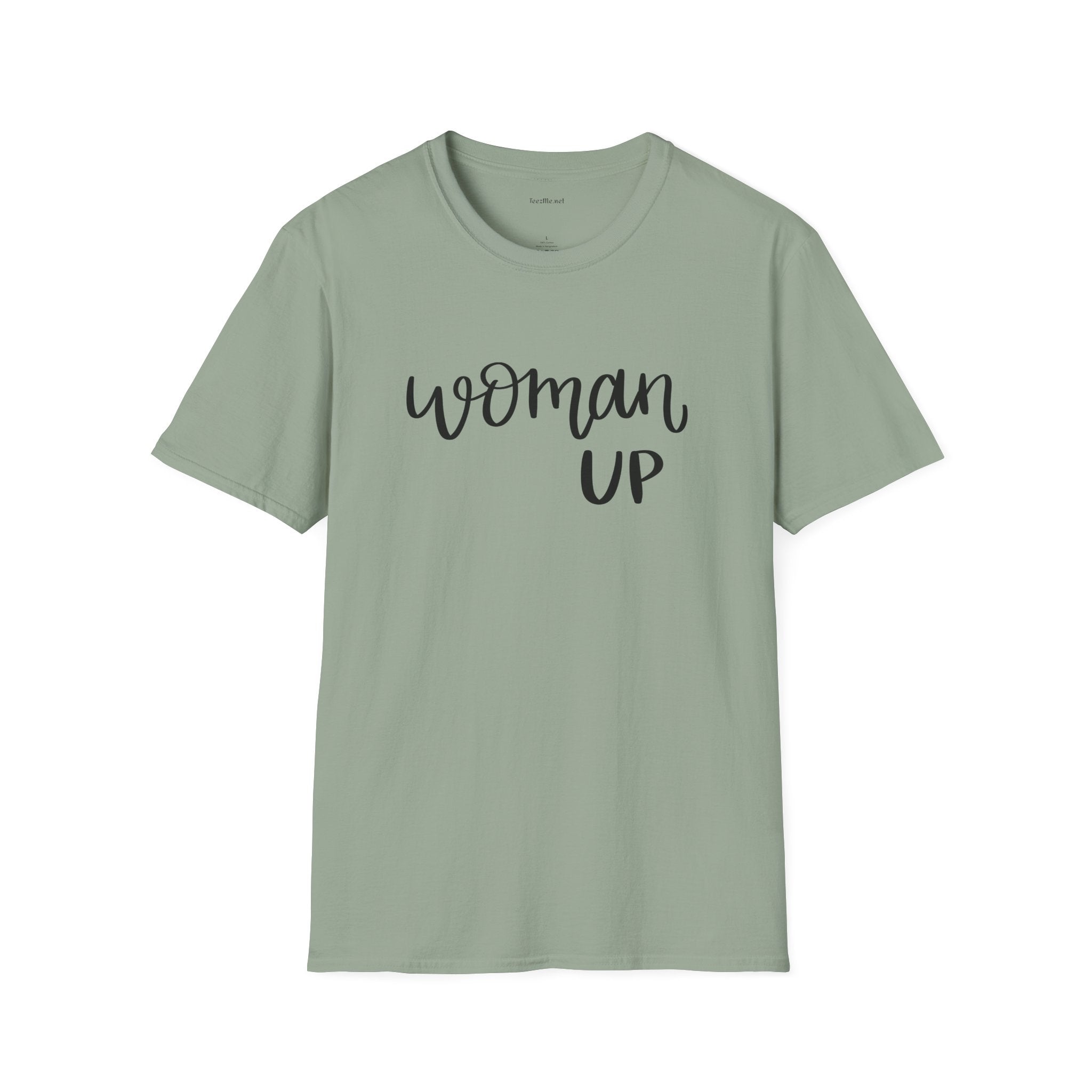 Woman Up T-Shirt — Feminist Empowerment Tee for Women, 'Woman Up' Script Design