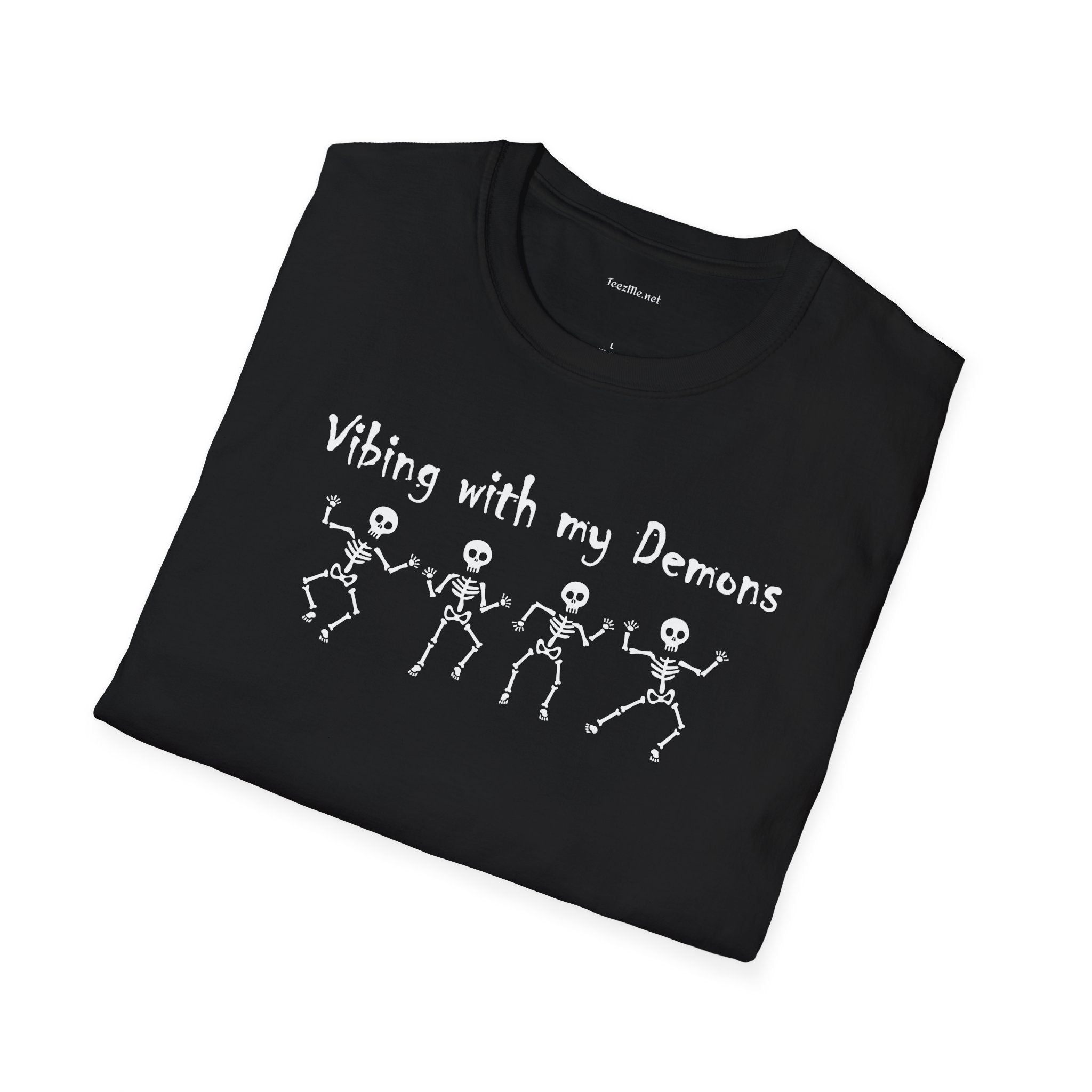 Vibing with my Demons - Unisex Softstyle T-Shirt 100% Cotton Graphic
