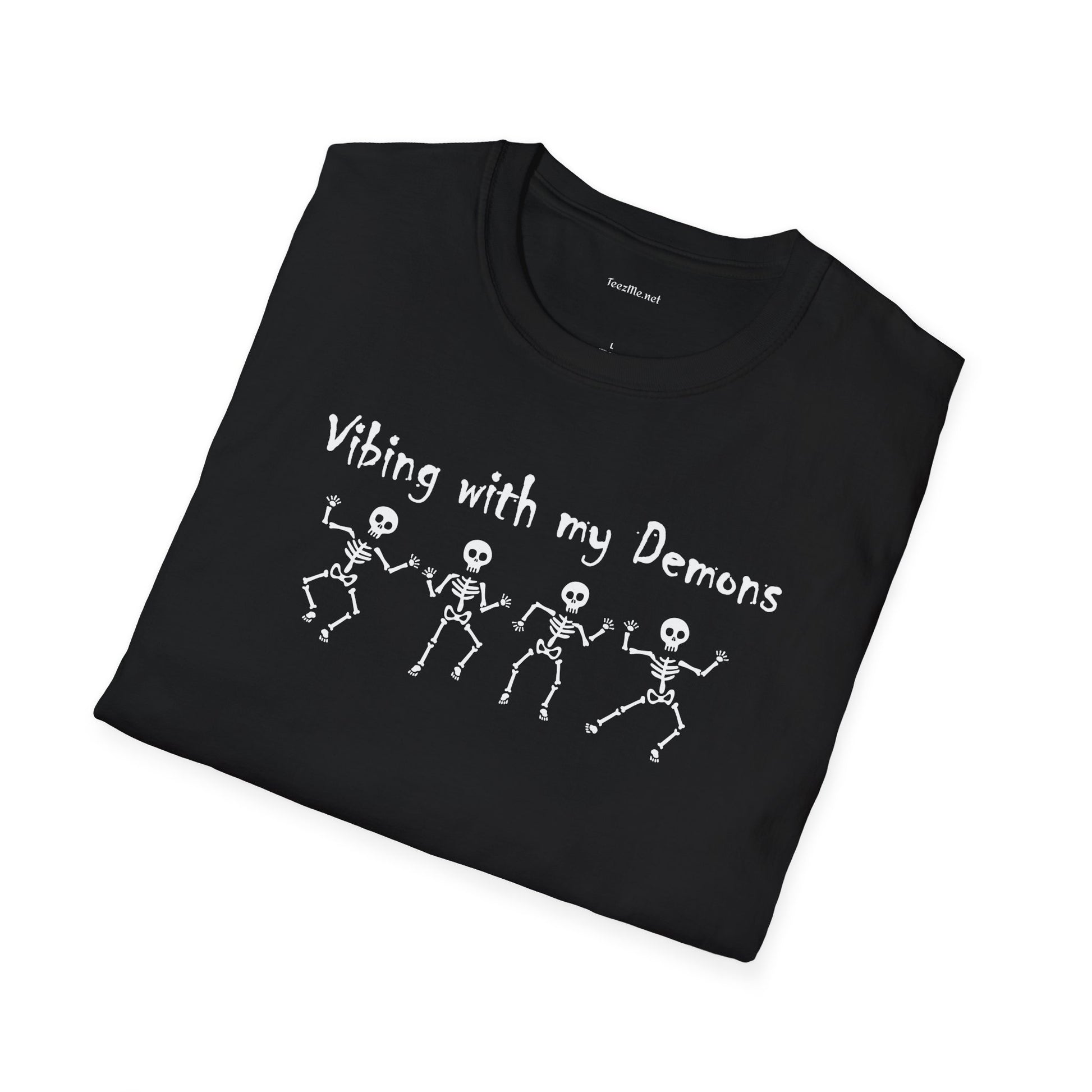 Vibing with my Demons - Unisex Softstyle T-Shirt 100% Cotton Graphic