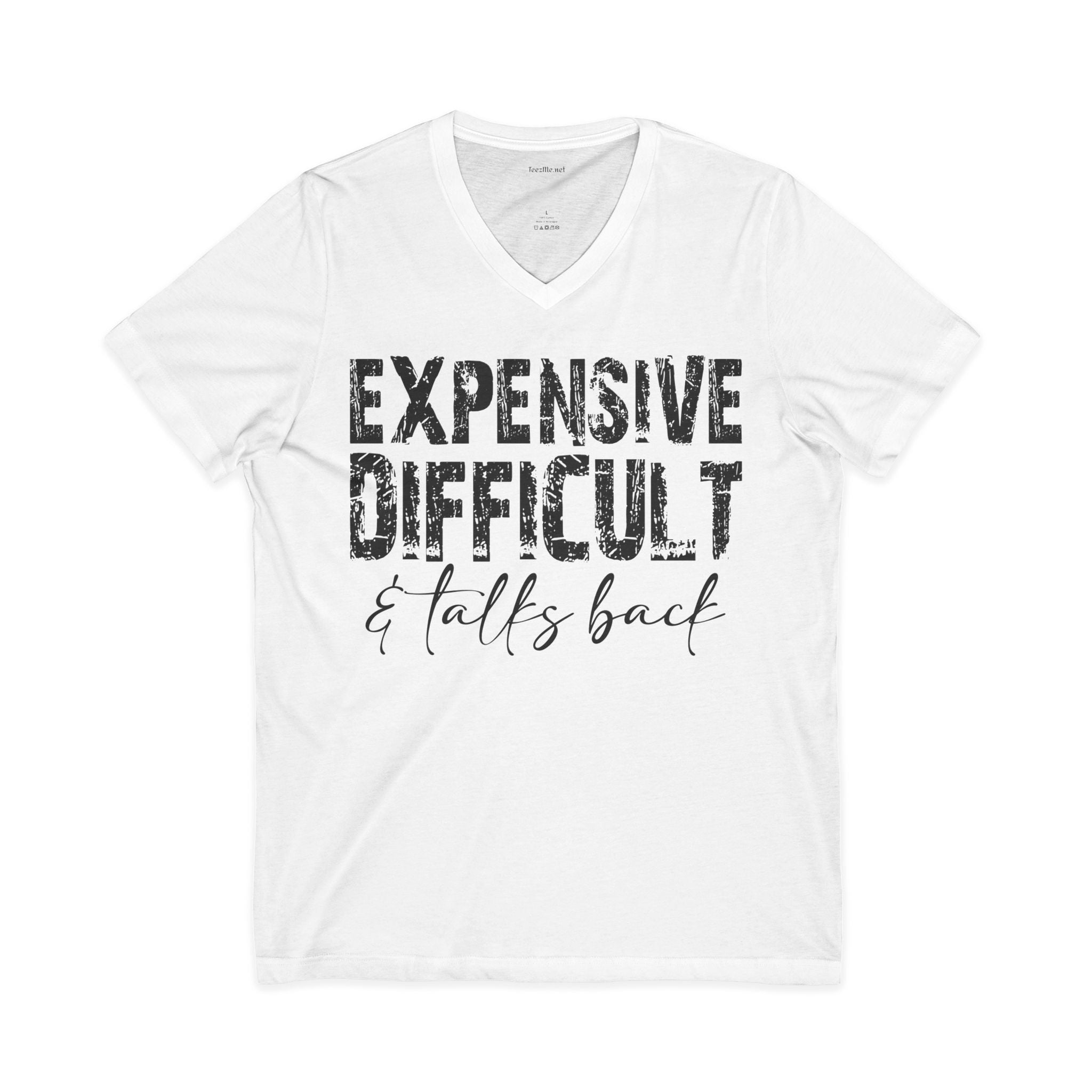 V-Neck Tee — "Expensive, Difficult & Talks Back" Graphic Shirt
