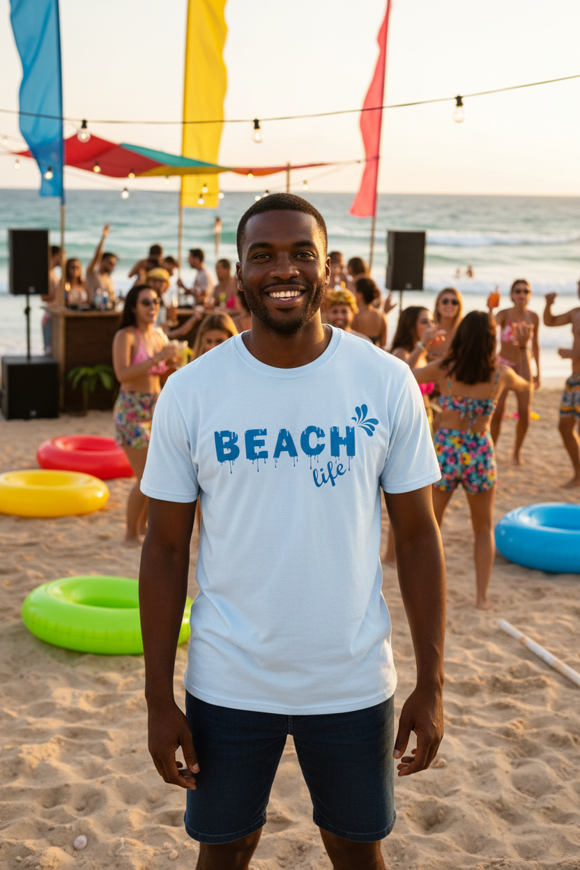 Beach Life Unisex Softstyle T-Shirt 100% Cotton Graphic