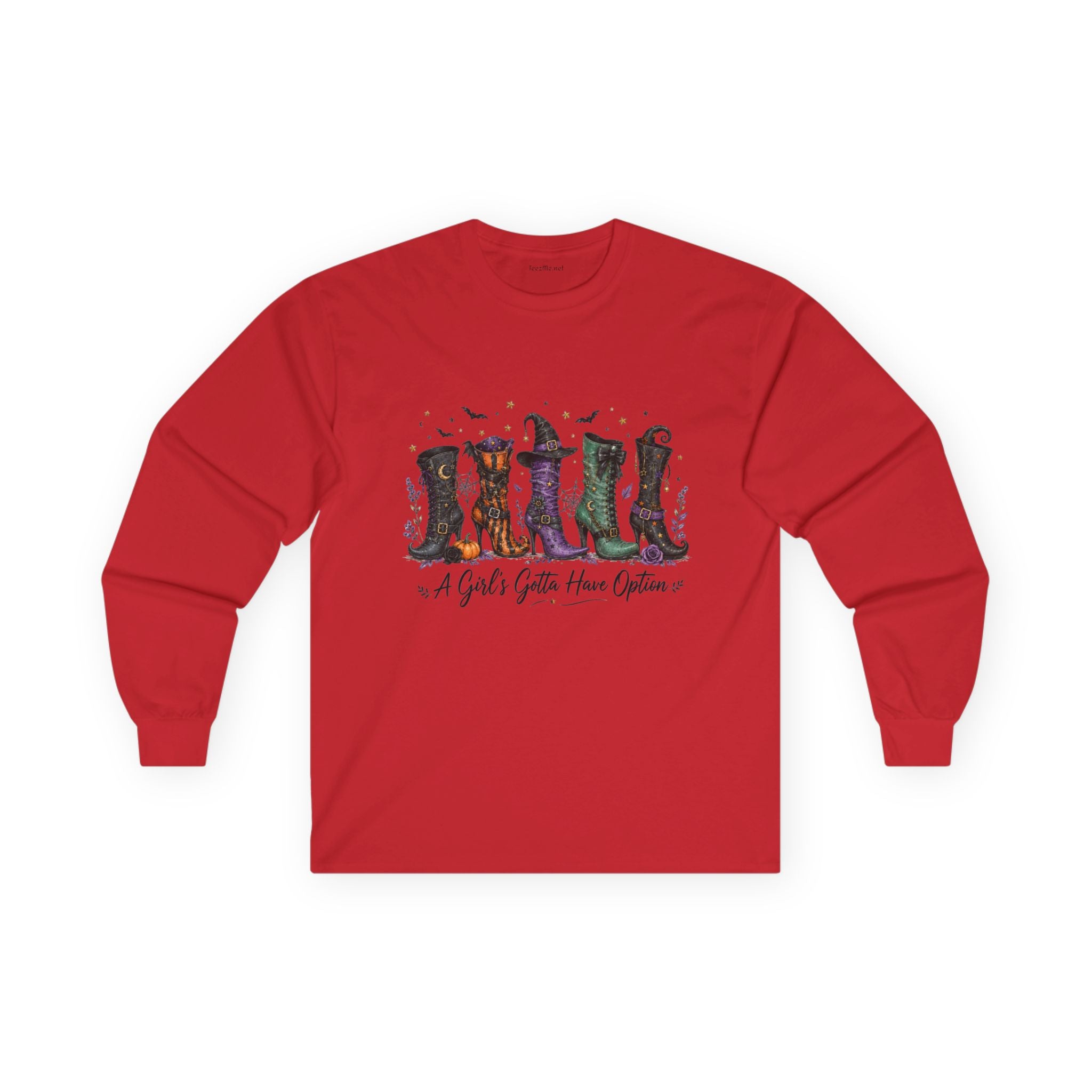 Witch Boots Graphic Long Sleeve Tee — “A Girl’s Gotta Have Options”