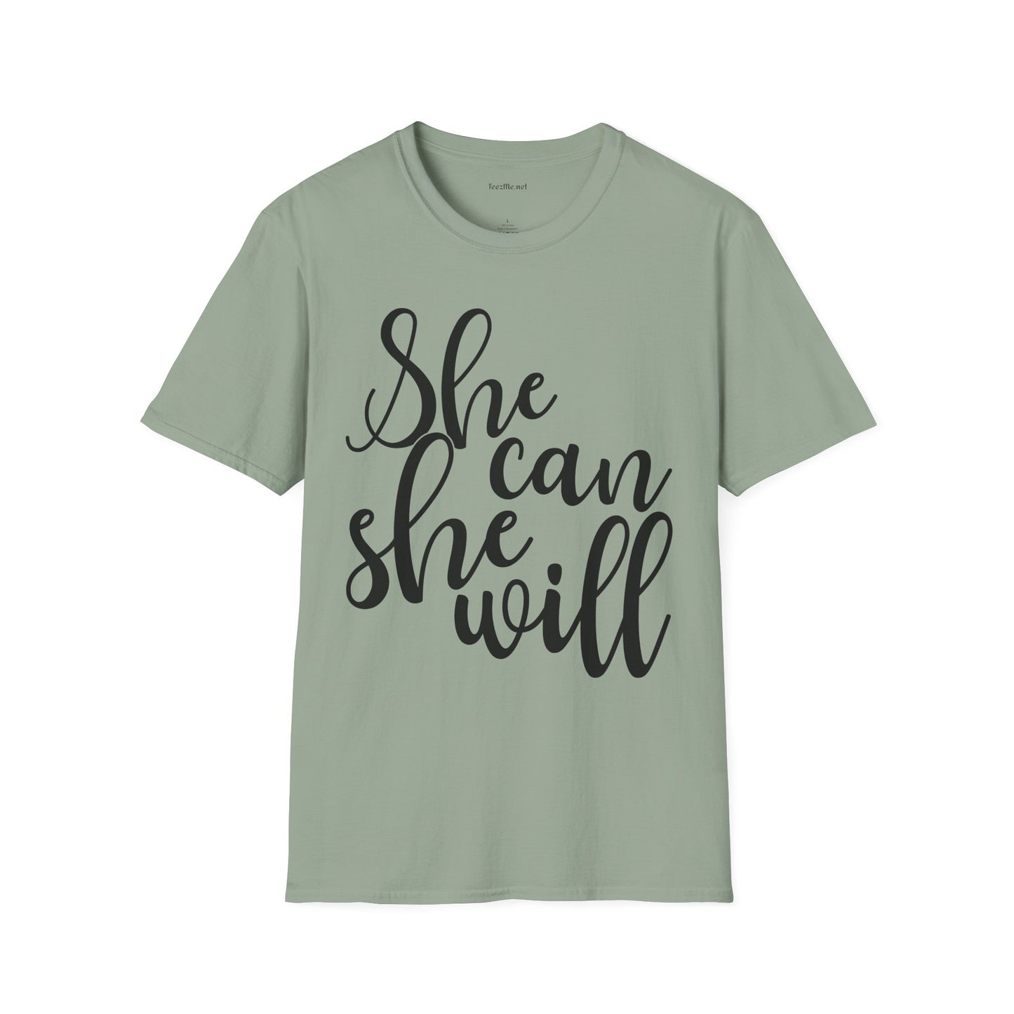 She Can She Will 01 Unisex Soft Style T-Shirt 100% Cotton Graphic