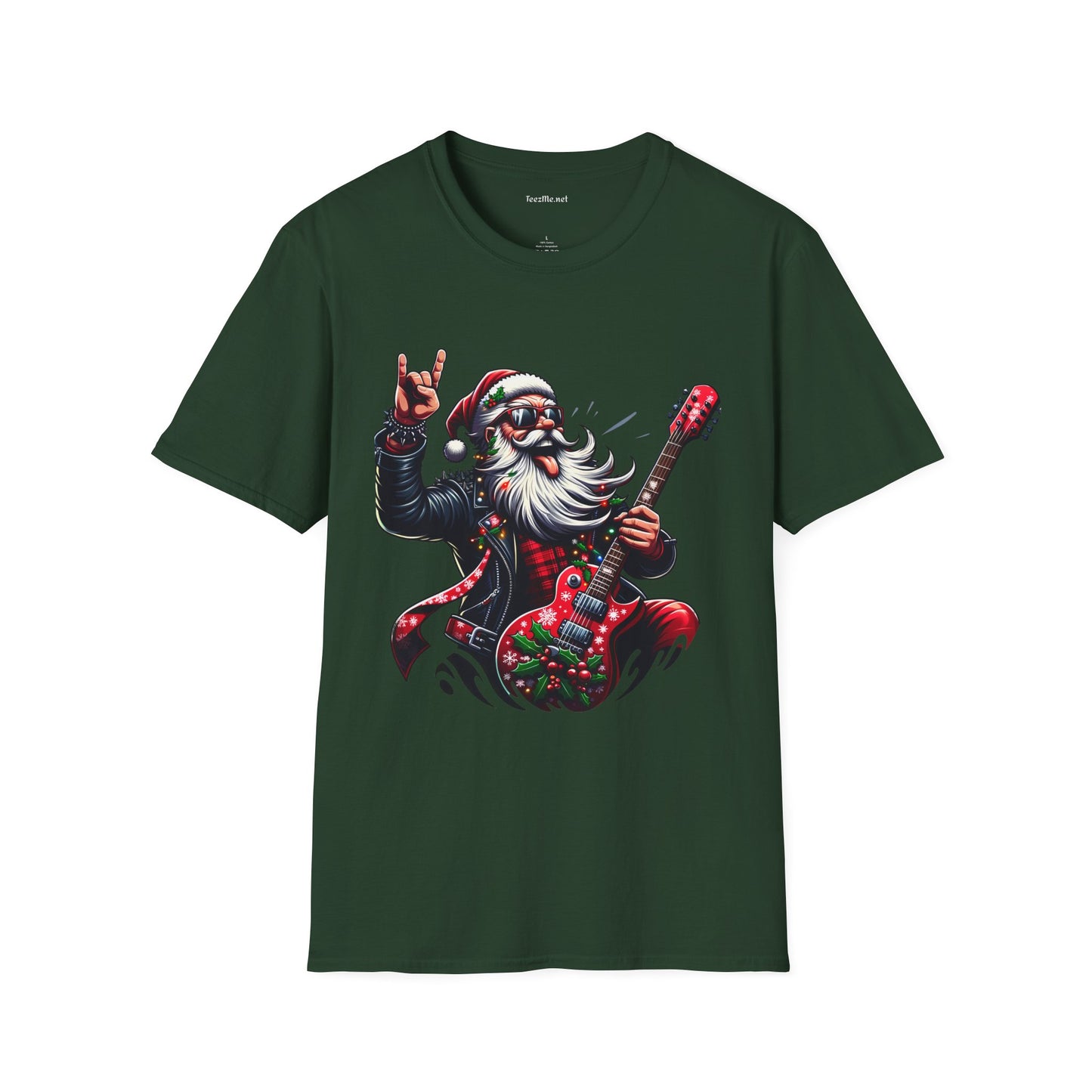 Rockin' Santa Unisex Softstyle T-Shirt 100% Cotton Graphic