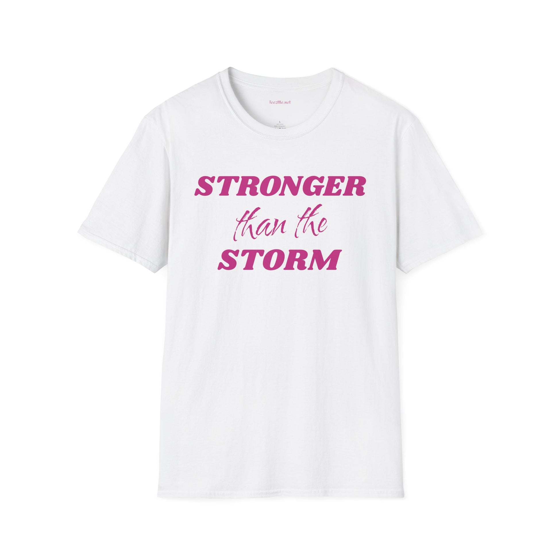 Stronger than the Storm Breast Cancer Unisex Softstyle T-Shirt 100% Cotton Graphic