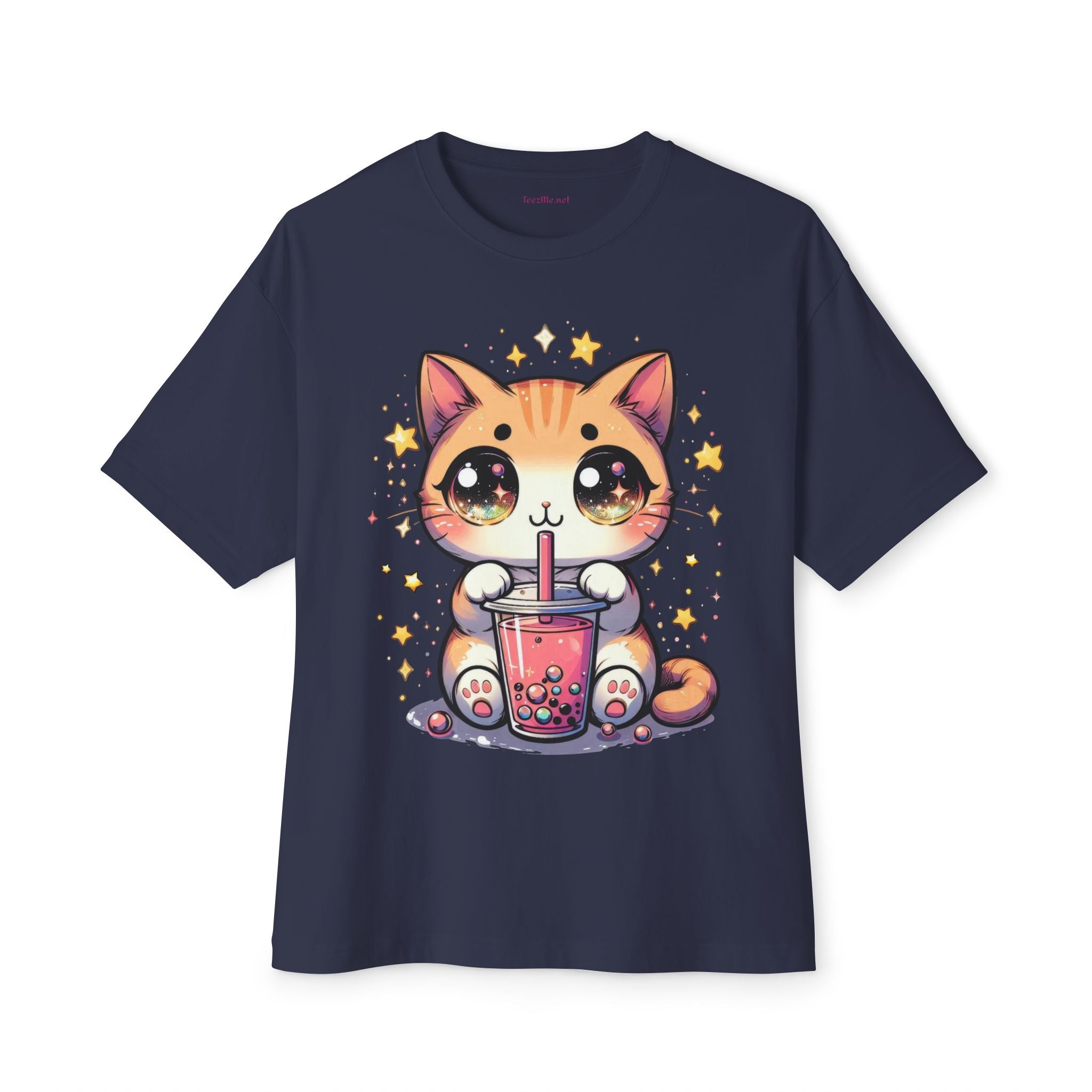 Anime Cat Bubble Tea  (1) Unisex Oversized Boxy Tee