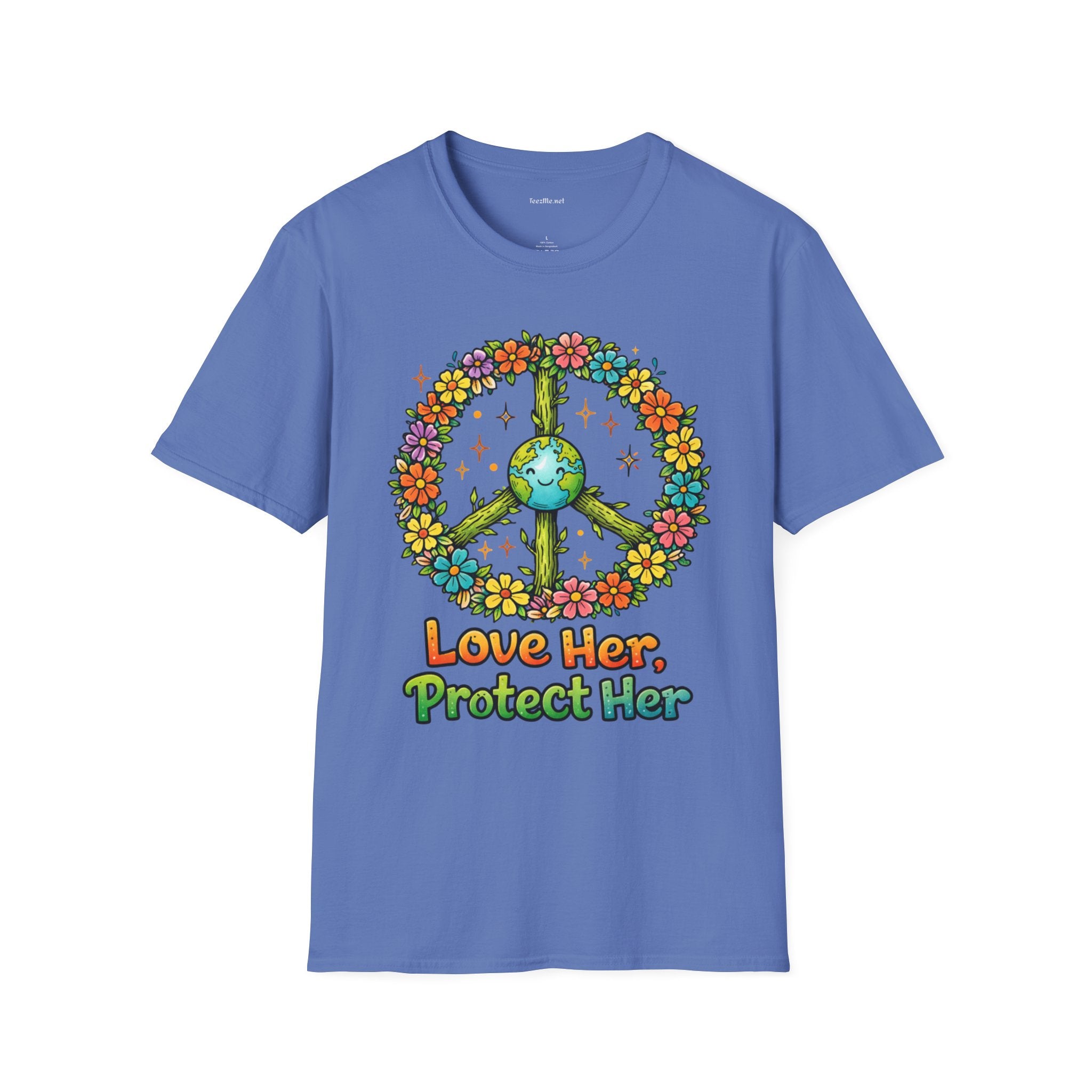 Earth Peace T-Shirt — "Love Her, Protect Her" Floral Eco Graphic