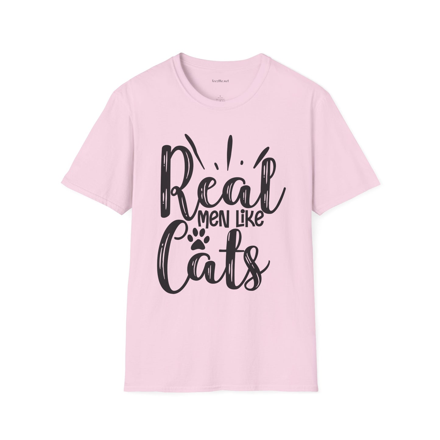 Real Men Like Cats Unisex Soft Style T-Shirt 100% Cotton Graphic