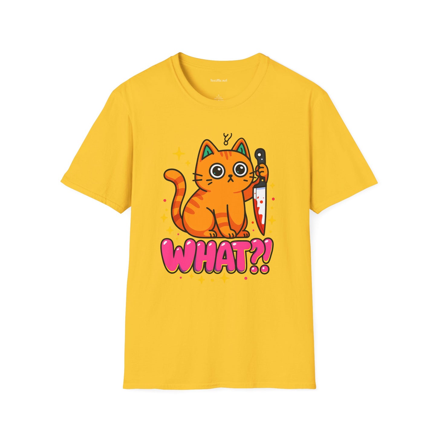What? Murderous Cat Unisex Softstyle T-Shirt 100% Cotton