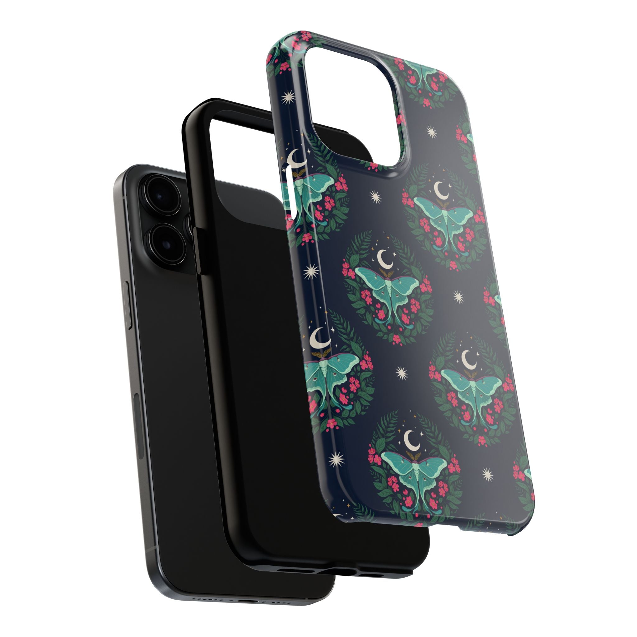 Moon Moth Tough Phone Case — Botanical Nightscape Protective Cover
