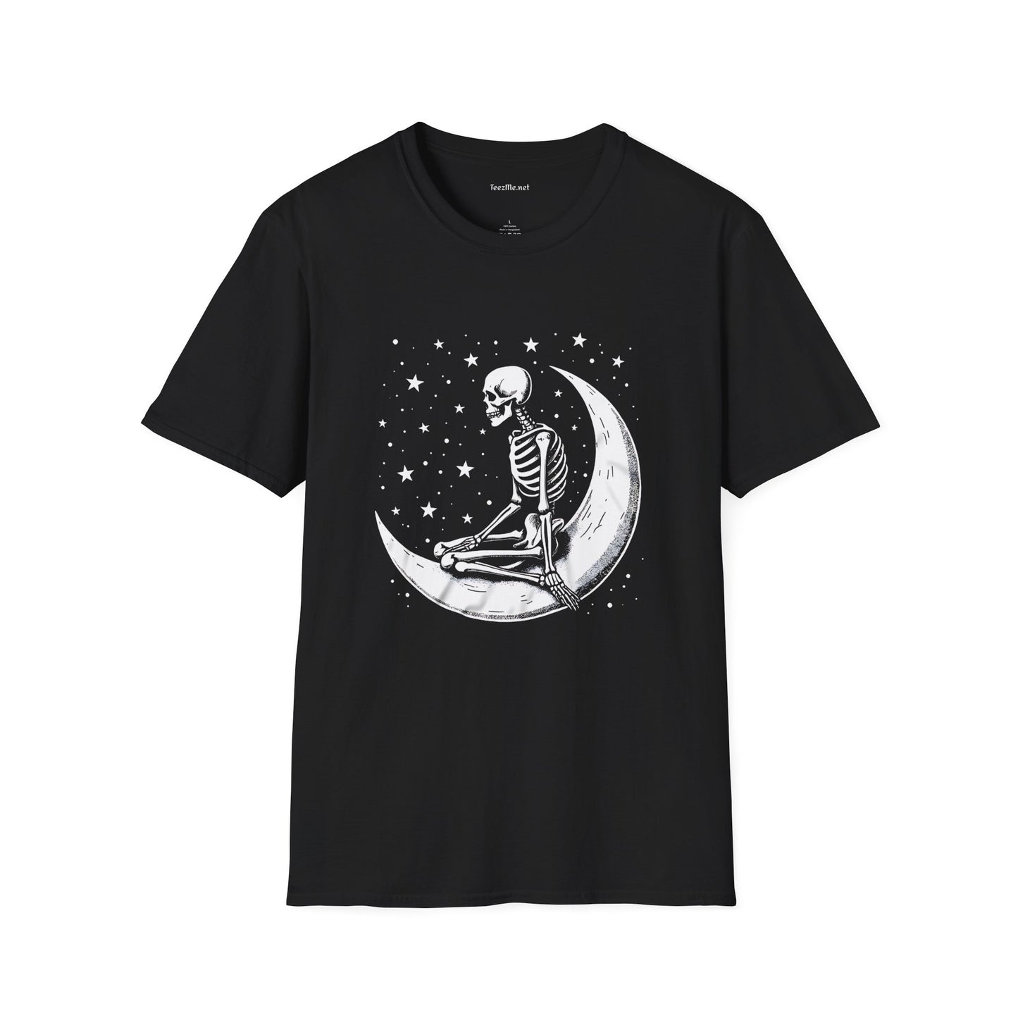 Skeleton on Moon - Unisex Softstyle T-Shirt 100% Cotton Graphic